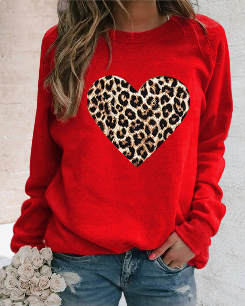 Tatjana – Sweat-shirt léopard avec motif cœur
