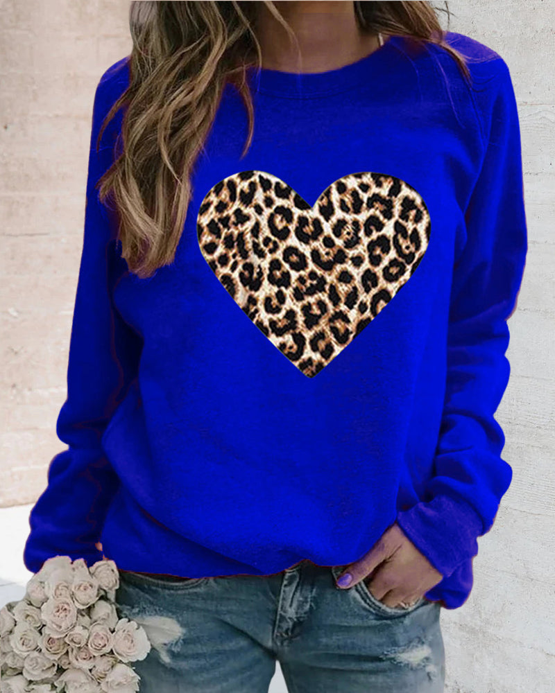 Tatjana – Sweat-shirt léopard avec motif cœur