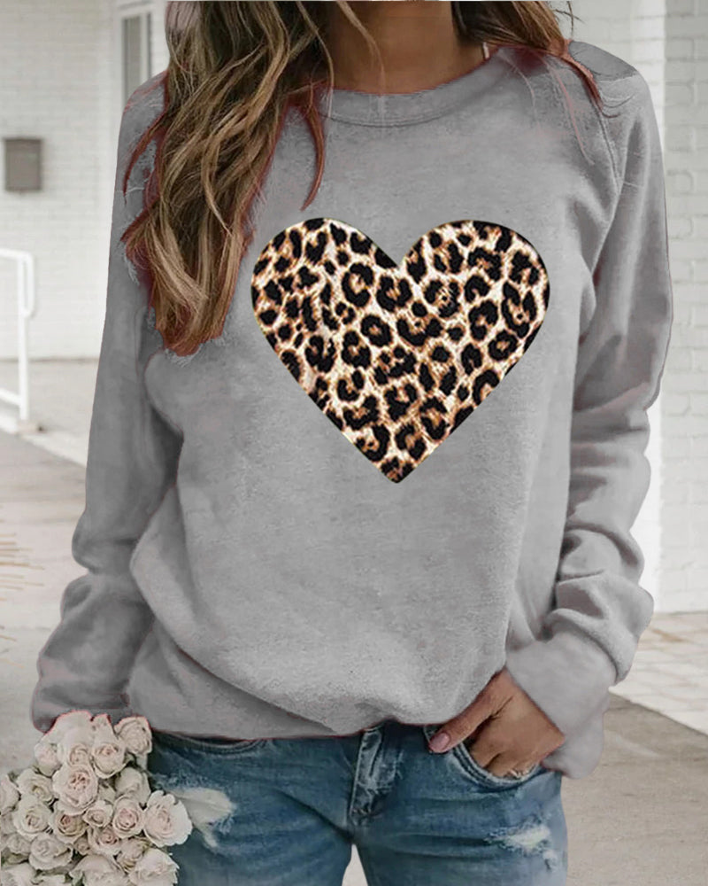 Tatjana – Sweat-shirt léopard avec motif cœur