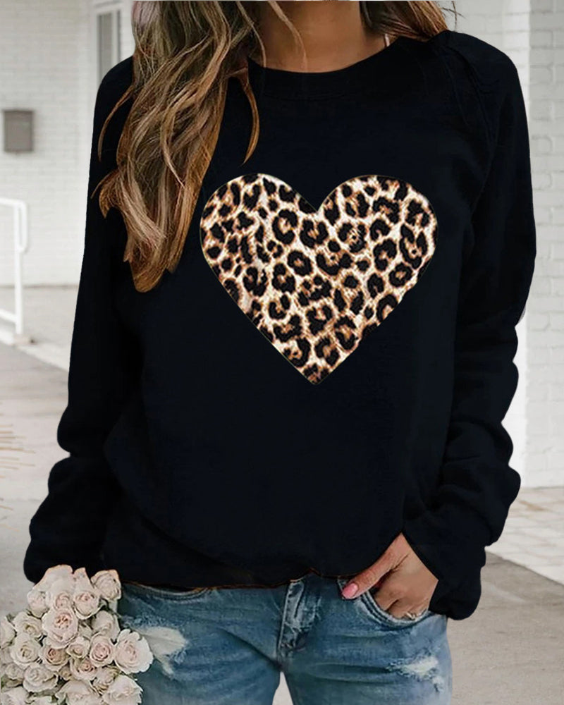 Tatjana – Sweat-shirt léopard avec motif cœur