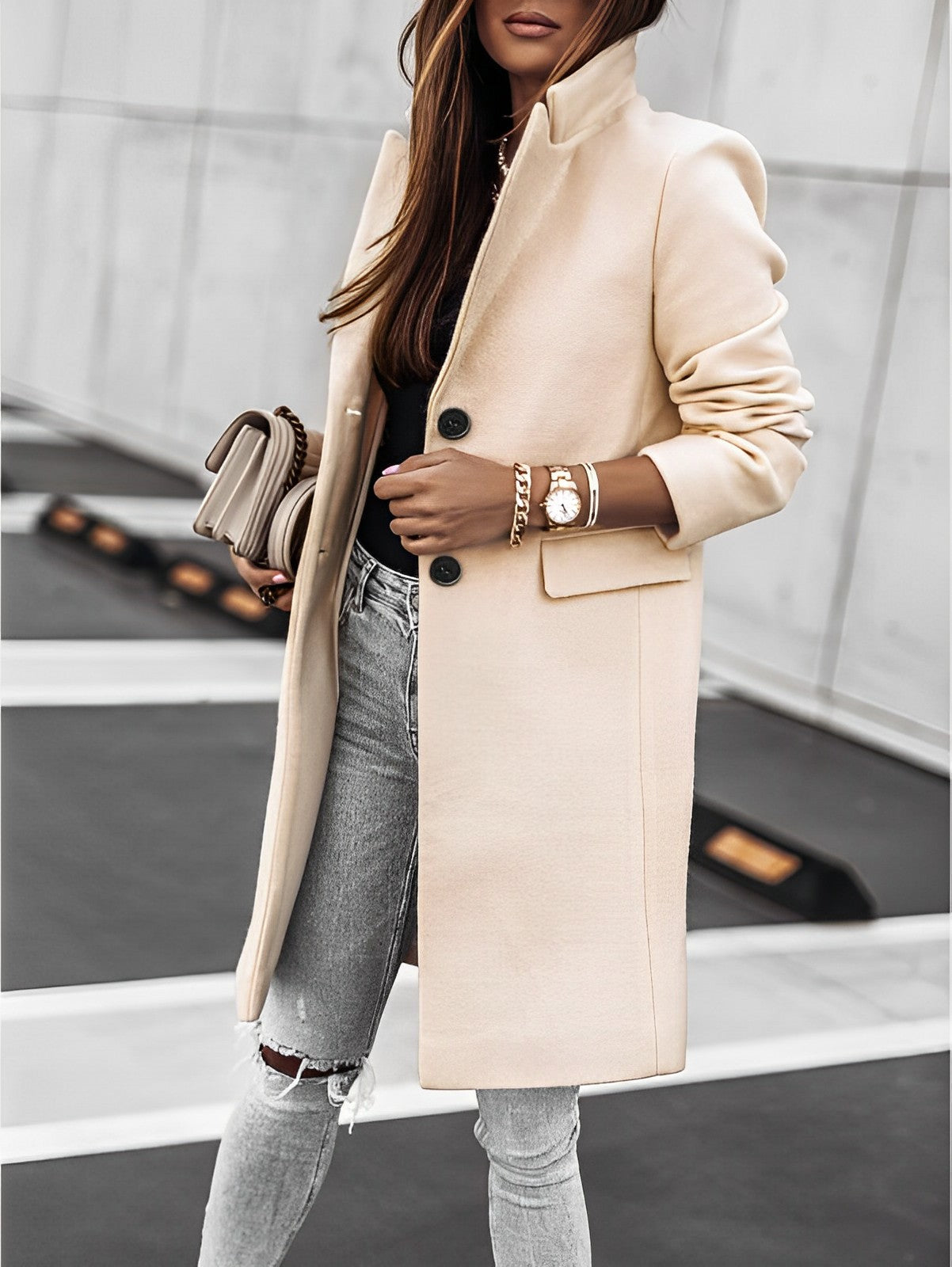 Simone – Classique Manteau Deux Boutons