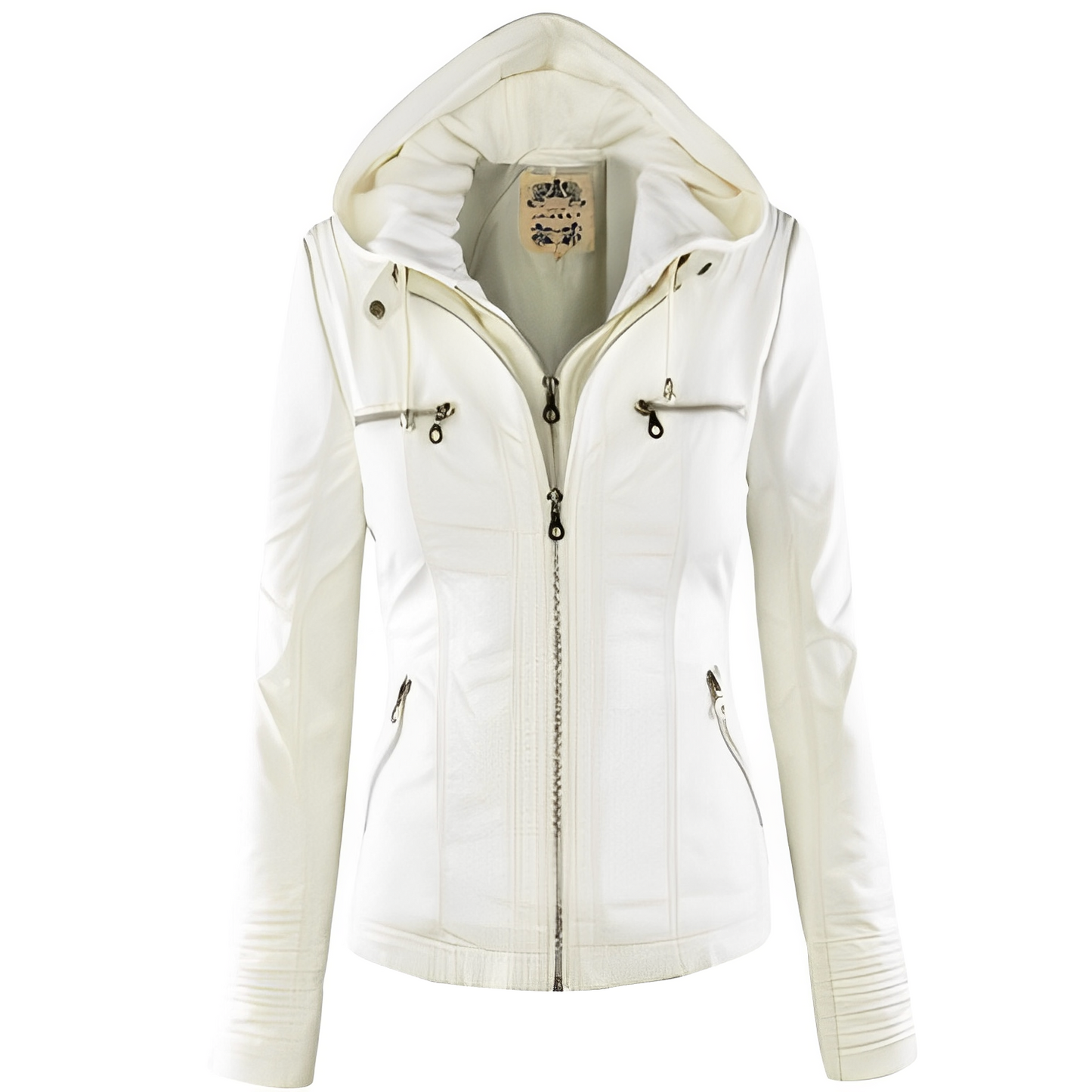 Janene - Veste en cuir imperméable avec capuche pour femmes