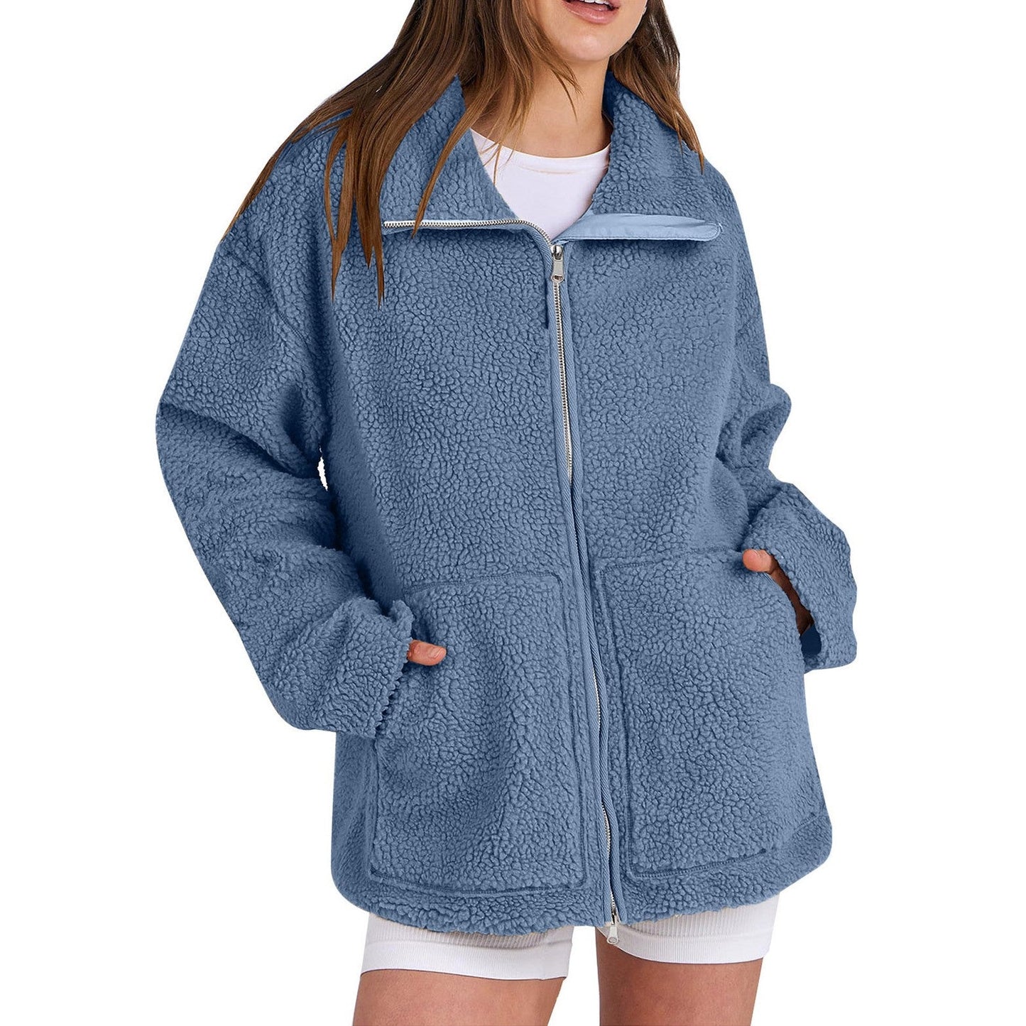 Adamina - Manteau en laine décontracté avec col roulé pour femmes
