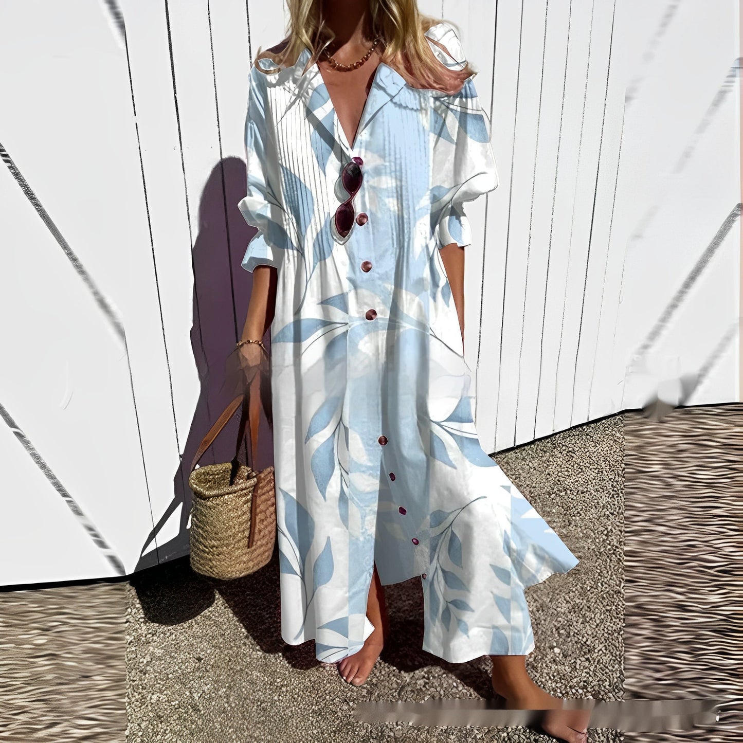 Sana – Longue robe bohème avec décolleté en V