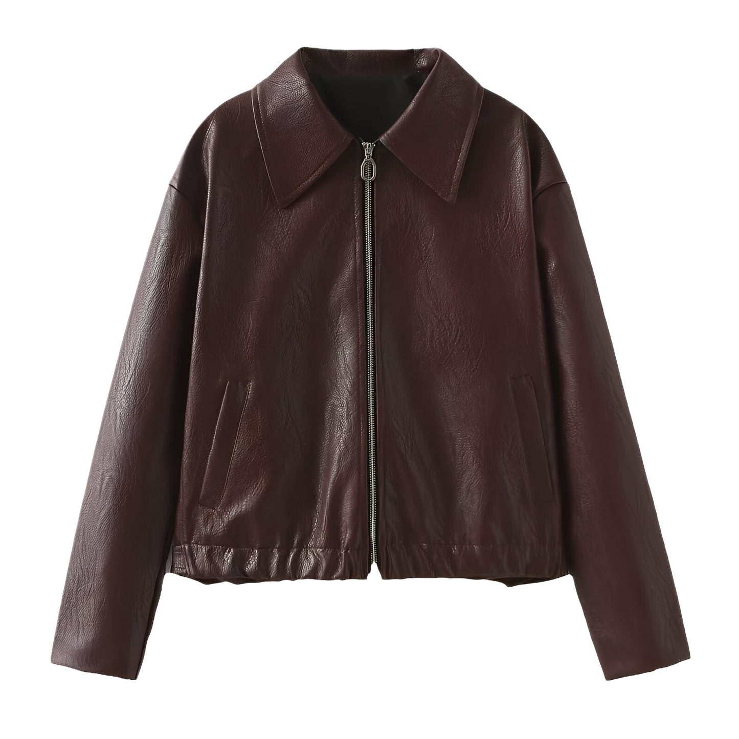 Lesley - Blouson moderne en cuir pour femmes avec fermeture éclair
