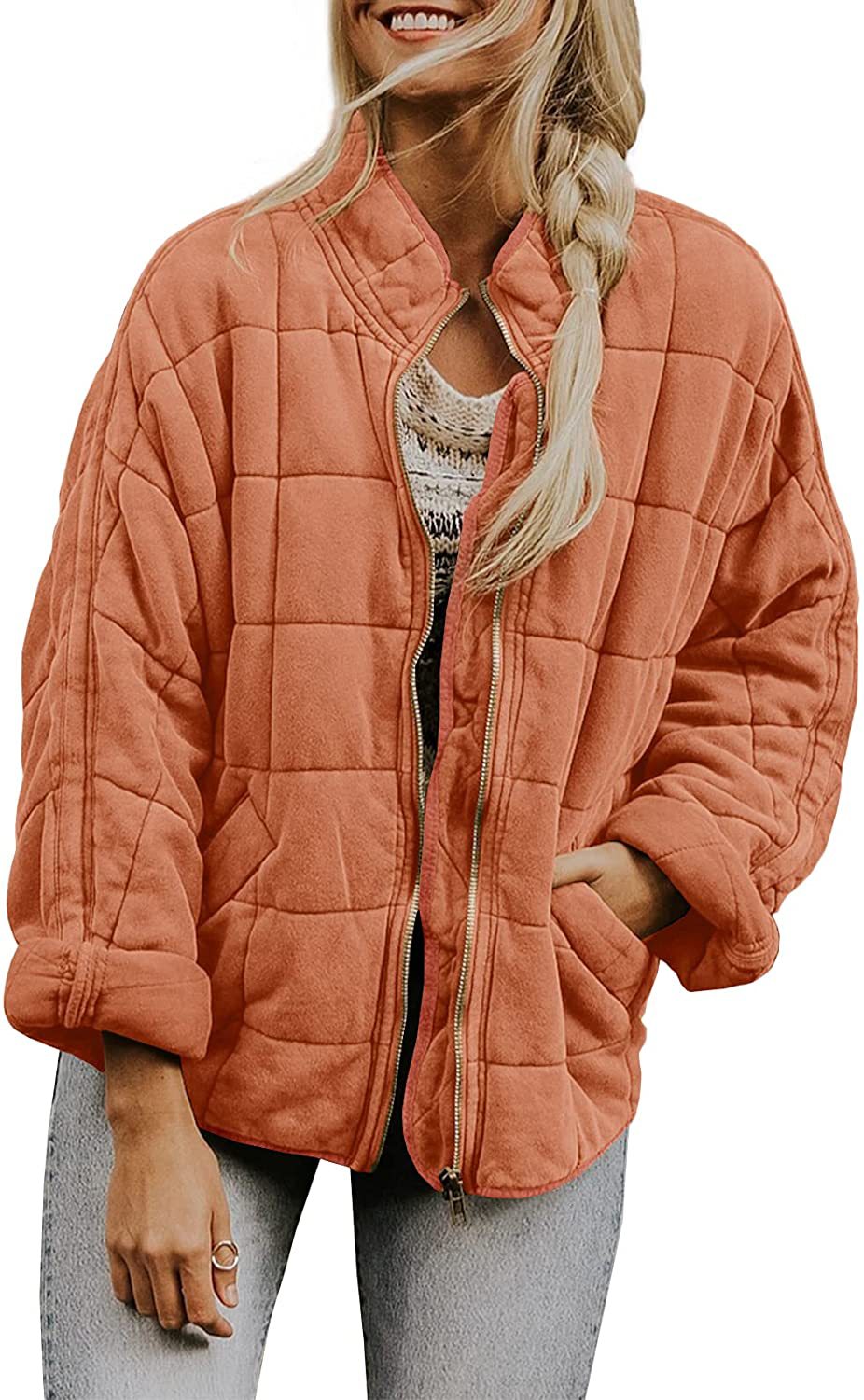 Wenona - Manteau chaud à carreaux avec poches pour femmes