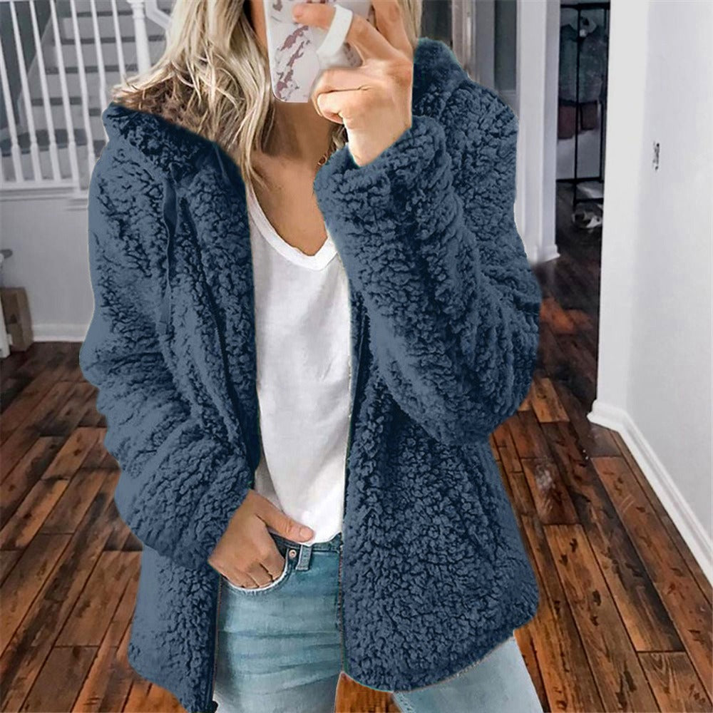 Celandine – Manteau en peluche avec capuche