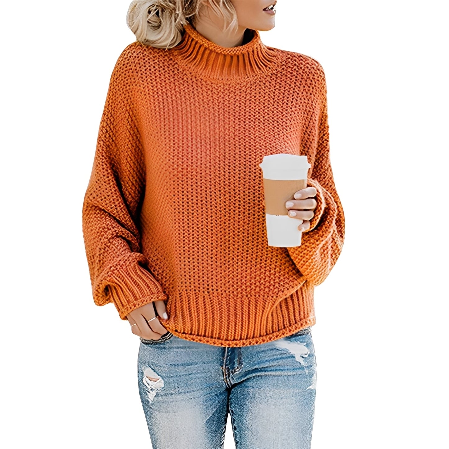 Evalyn - Pull en tricot décontracté à col haut pour femmes