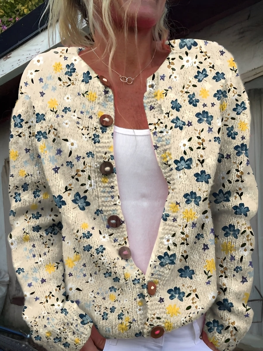 Kandace - Cardigan mode avec motif floral pour femmes
