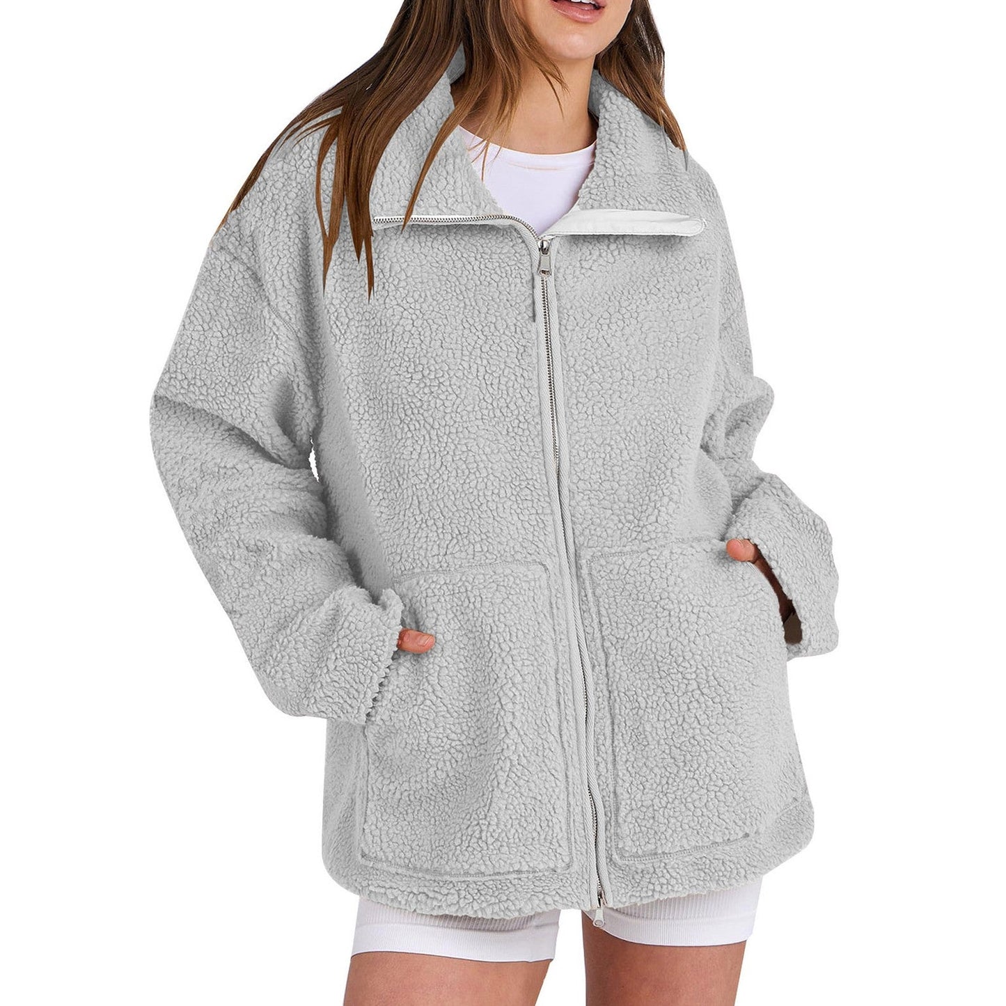 Adamina - Manteau en laine décontracté avec col roulé pour femmes