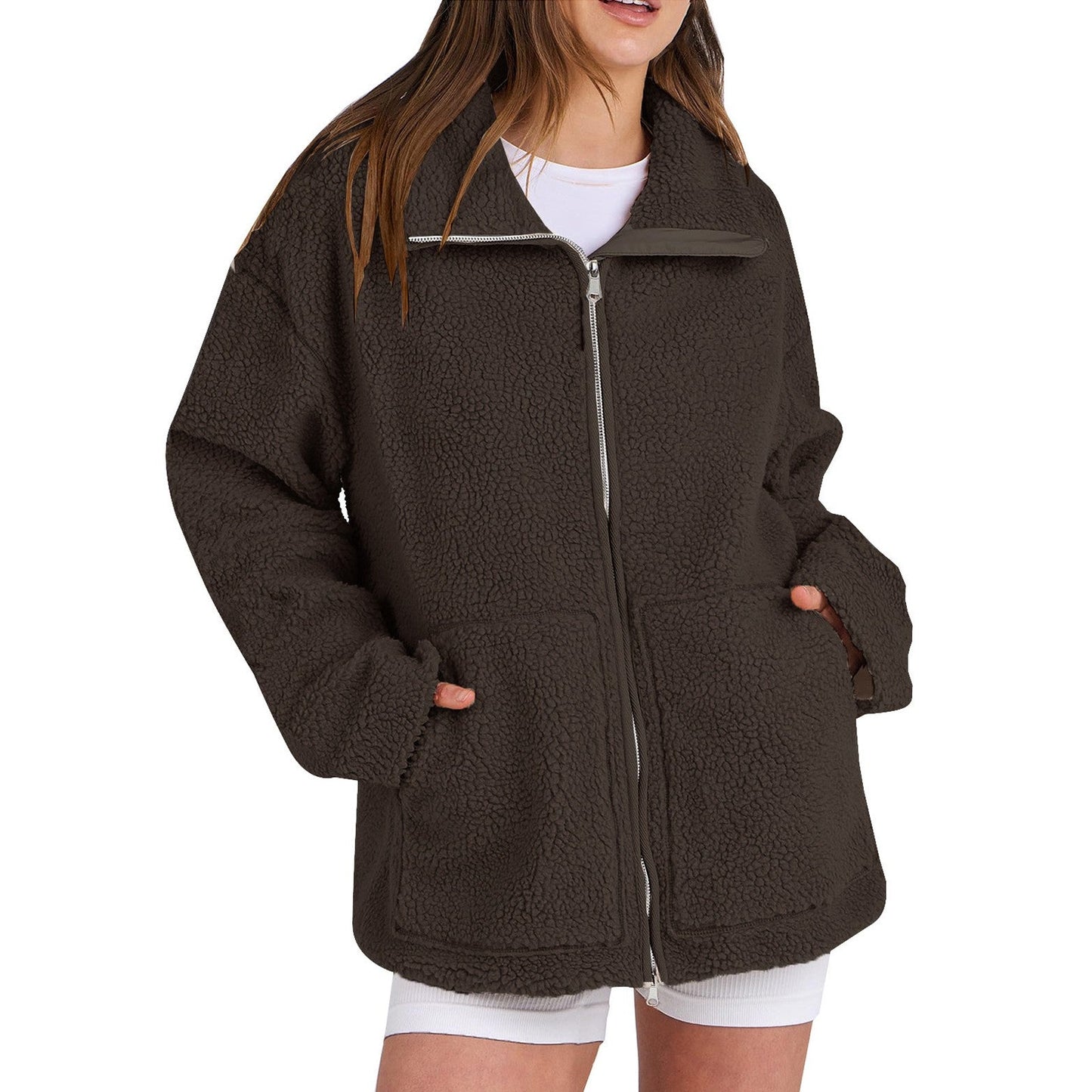 Adamina - Manteau en laine décontracté avec col roulé pour femmes