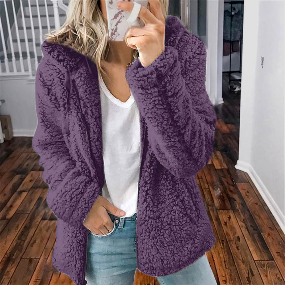 Celandine – Manteau en peluche avec capuche