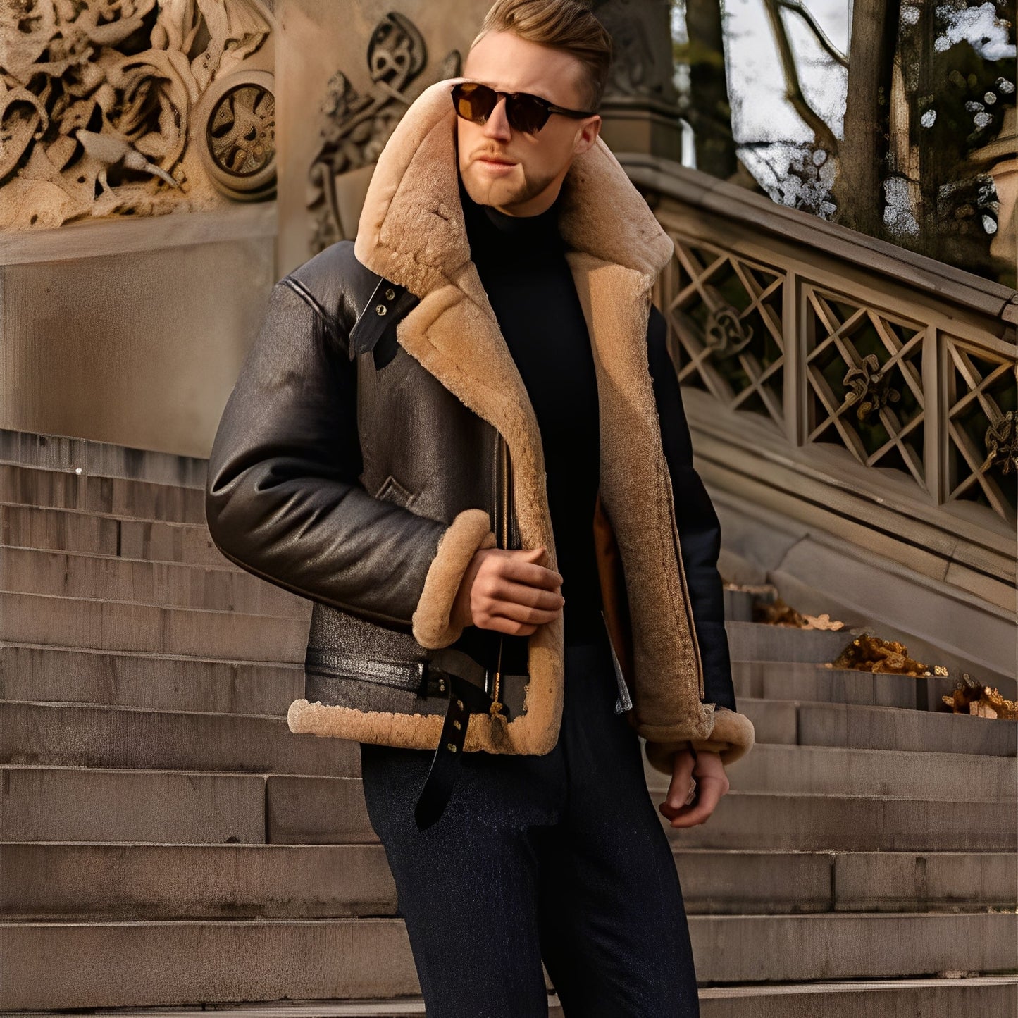 Leandro – Veste en cuir pour hommes style biker