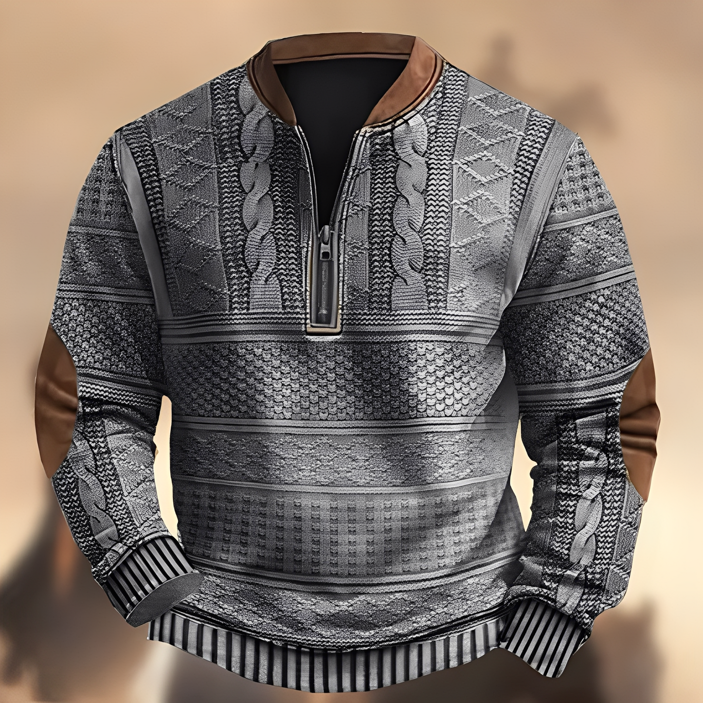 Edmund - Pull décontracté avec motifs et zip pour hommes
