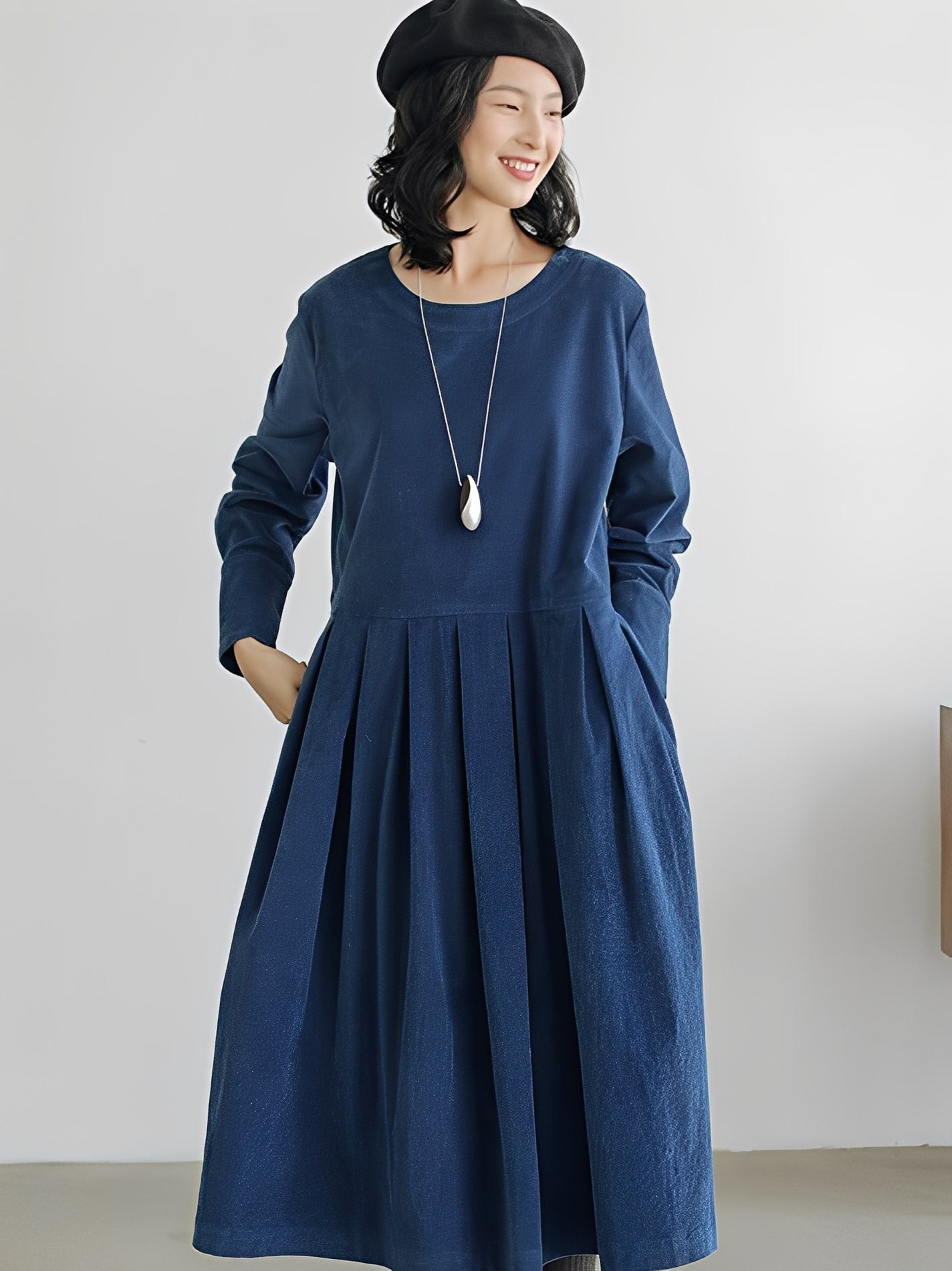Shyanne - Robe ample en velours côtelé avec poches pour femmes