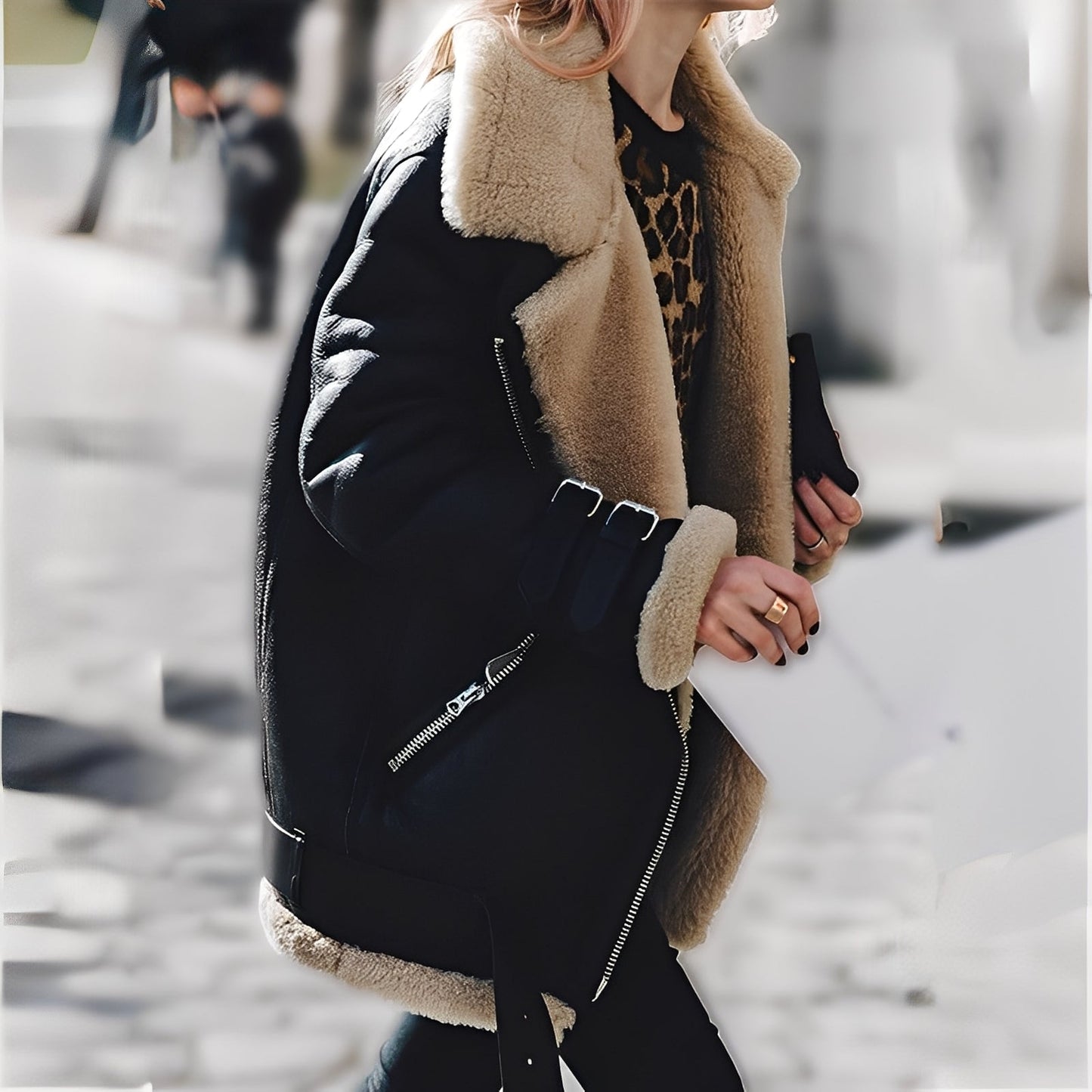 Cassandra - Manteau Épais en Laine et Daim pour Femmes