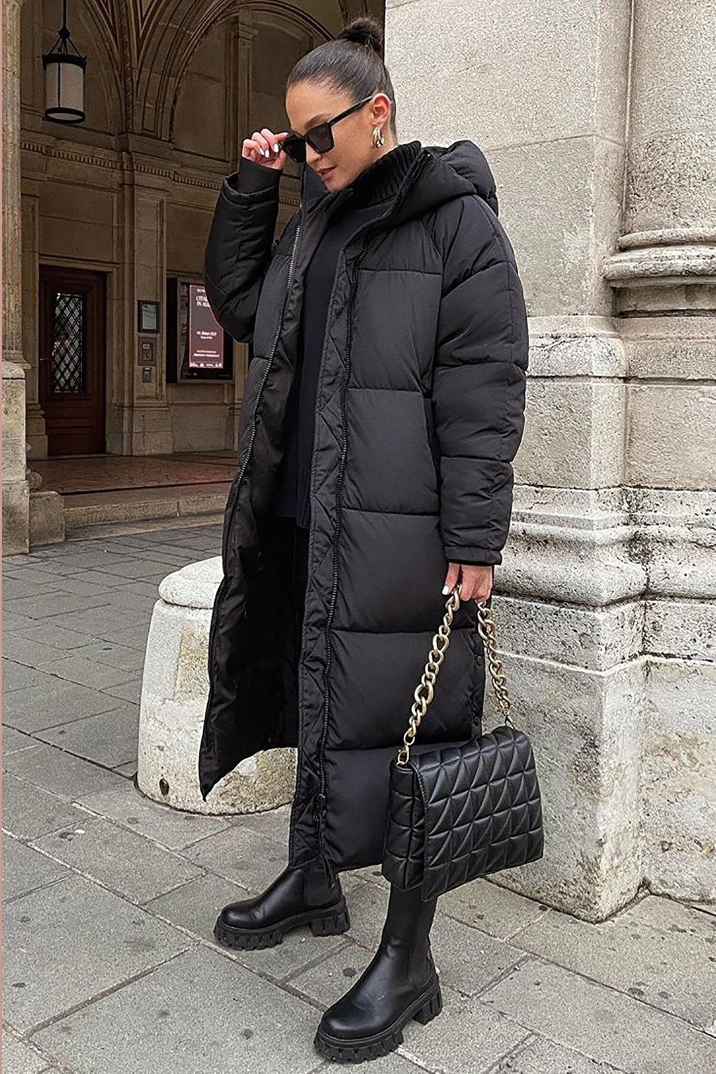 Alyce – Long manteau d'hiver en doudoune matelassée