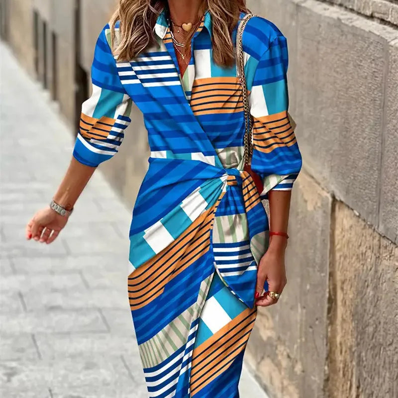 Mira – Robe portefeuille féminine avec manches 3/4