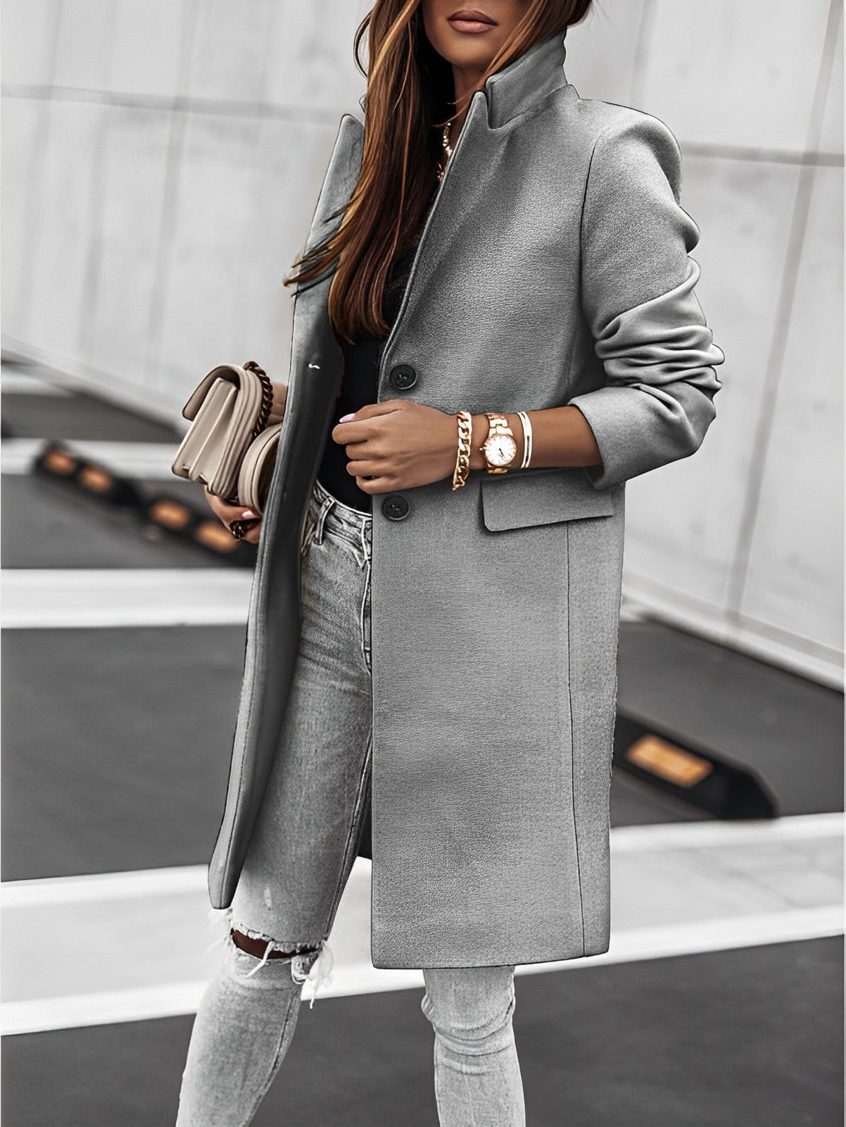Simone – Classique Manteau Deux Boutons