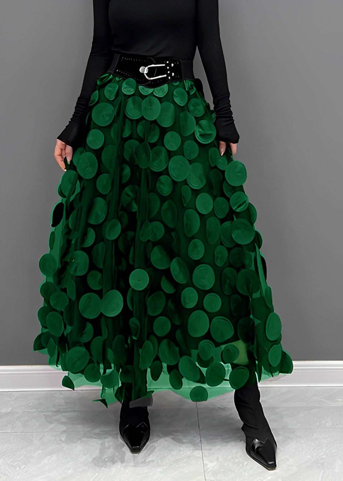 Peaches – Jupe midi à pois style rétro