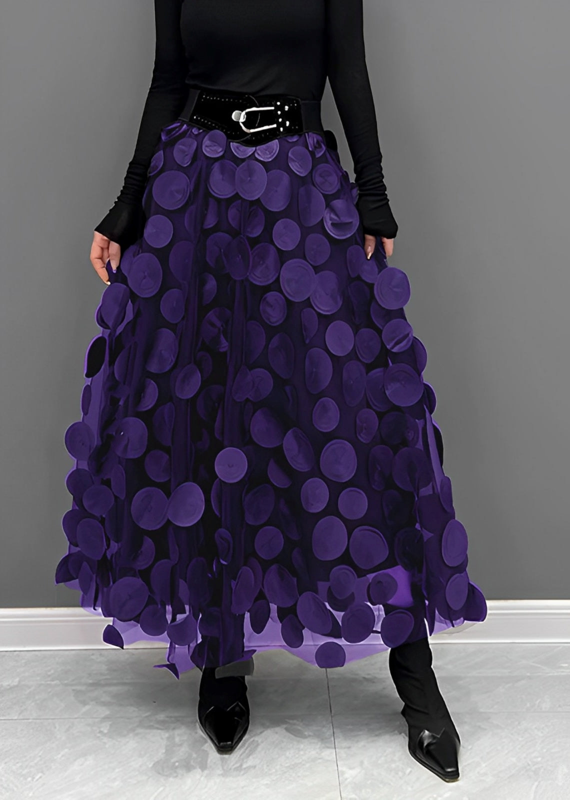 Peaches – Jupe midi à pois style rétro
