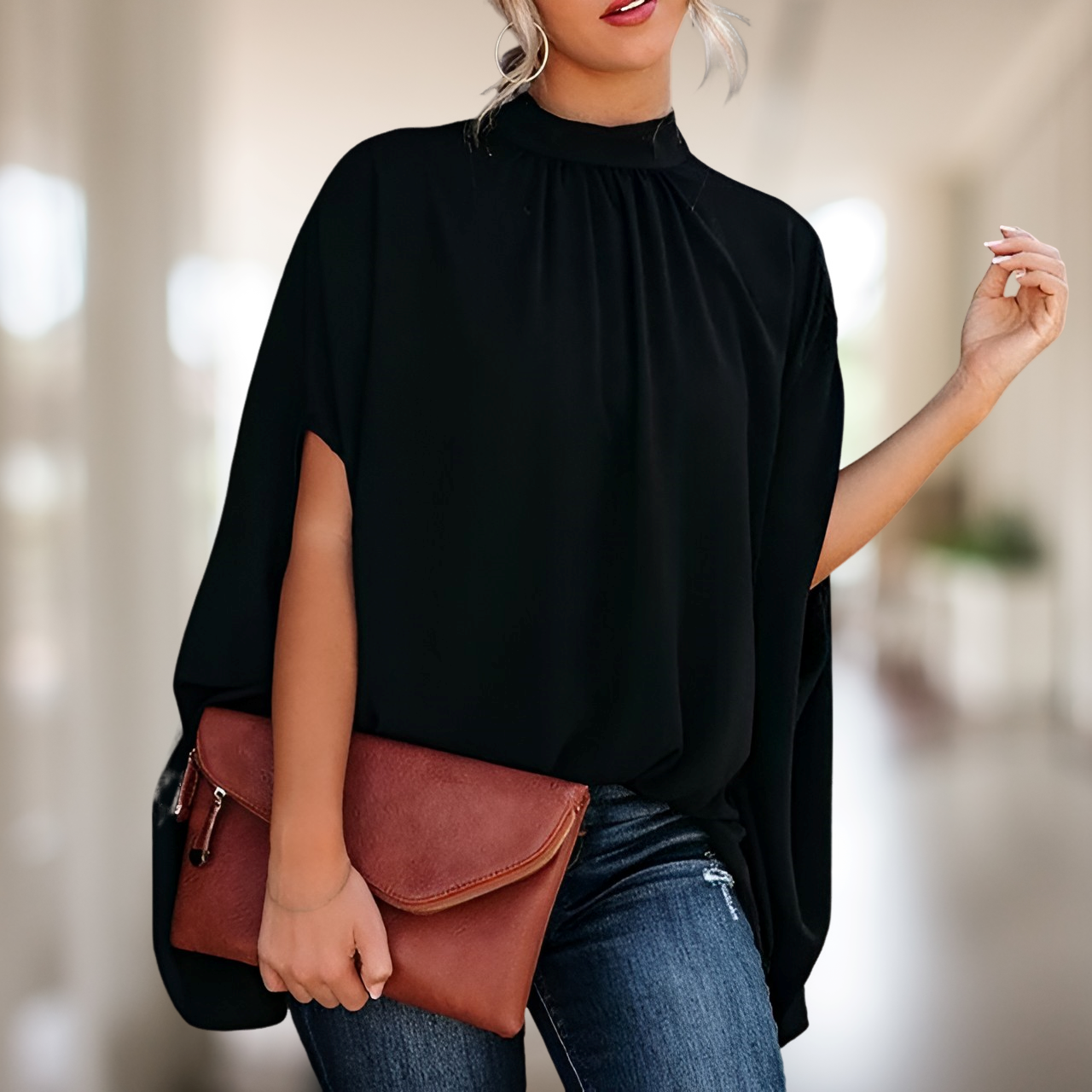 Zara – Blouse large avec col en V