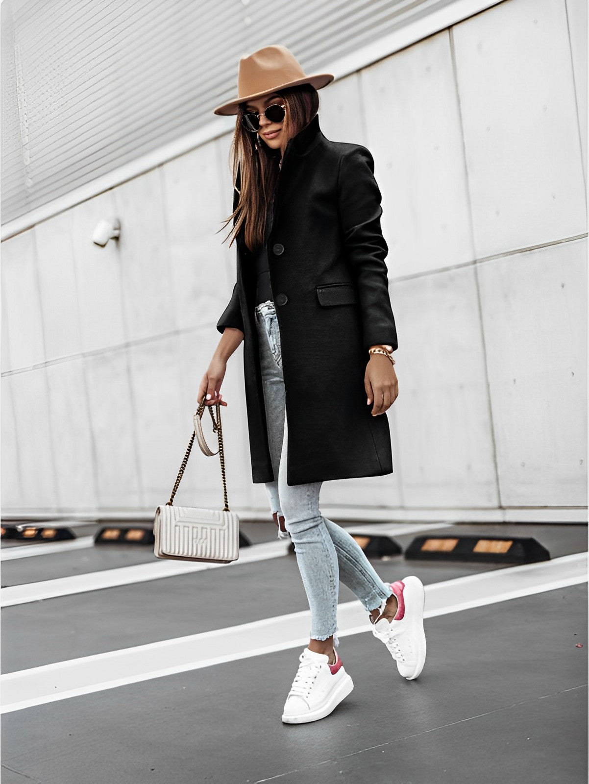 Simone – Classique Manteau Deux Boutons