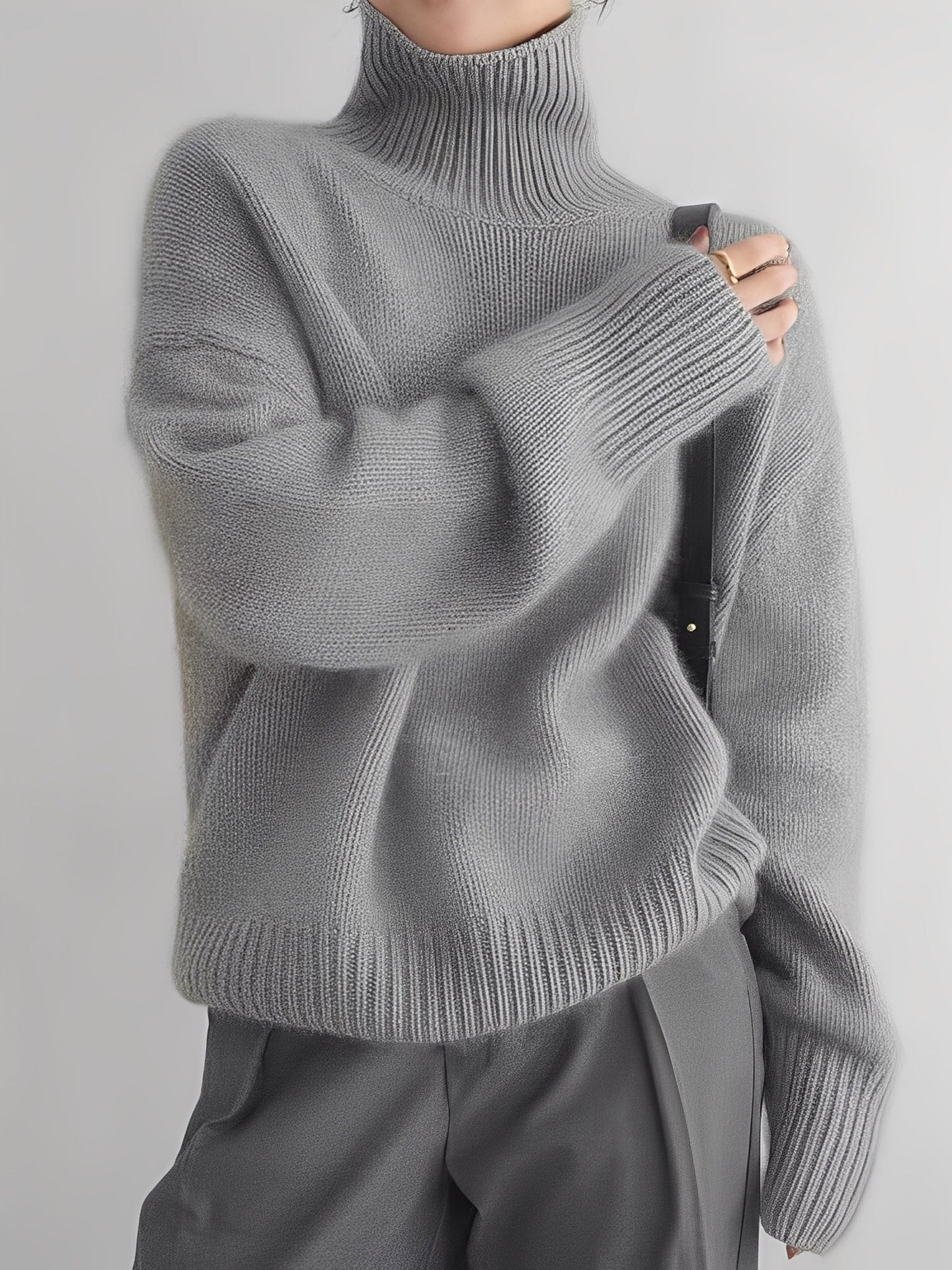 Yvette - Pull-over en cachemire à col montant pour femme