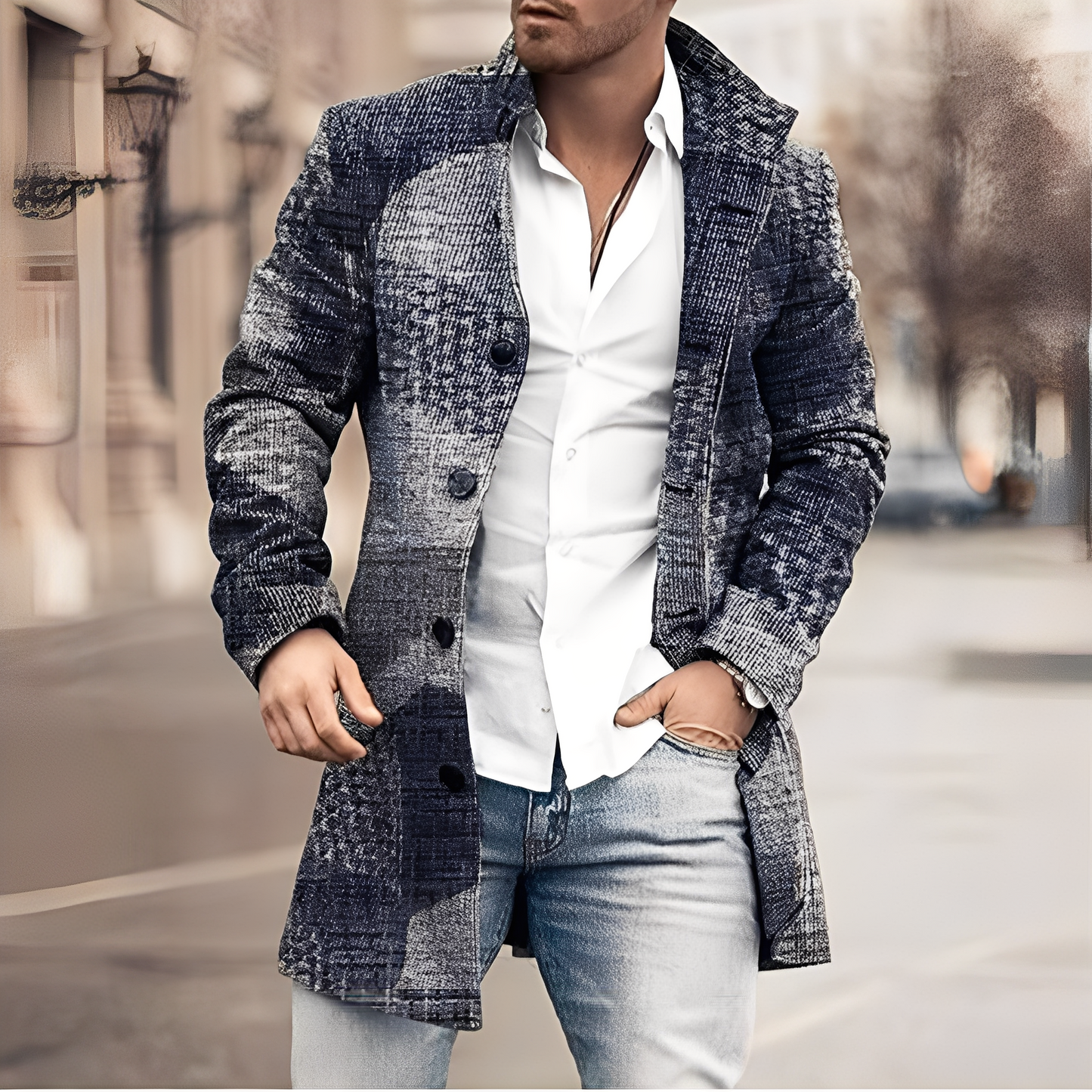 Darden - Long manteau en tweed pour homme