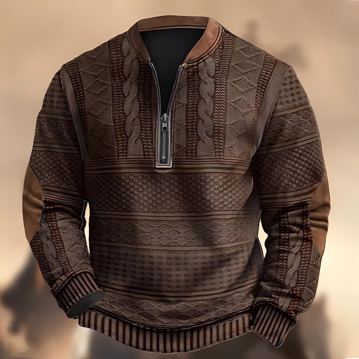 Edmund - Pull décontracté avec motifs et zip pour hommes