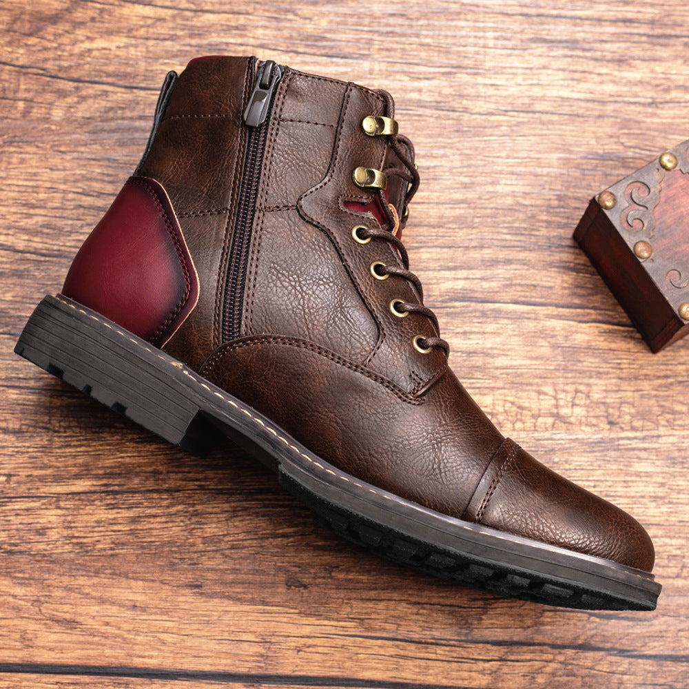 Louis - Bottes en cuir vintage avec fermeture éclair pour hommes