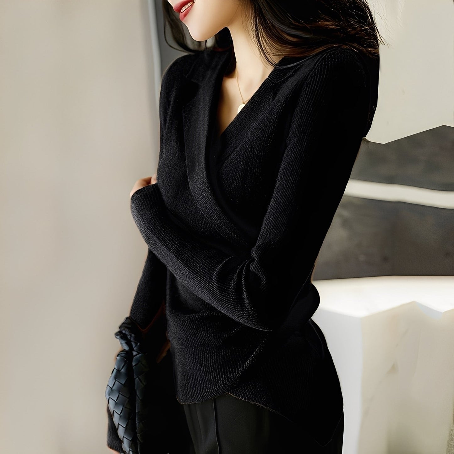 Myrtle - Pull classique serré avec asymétrie pour femmes