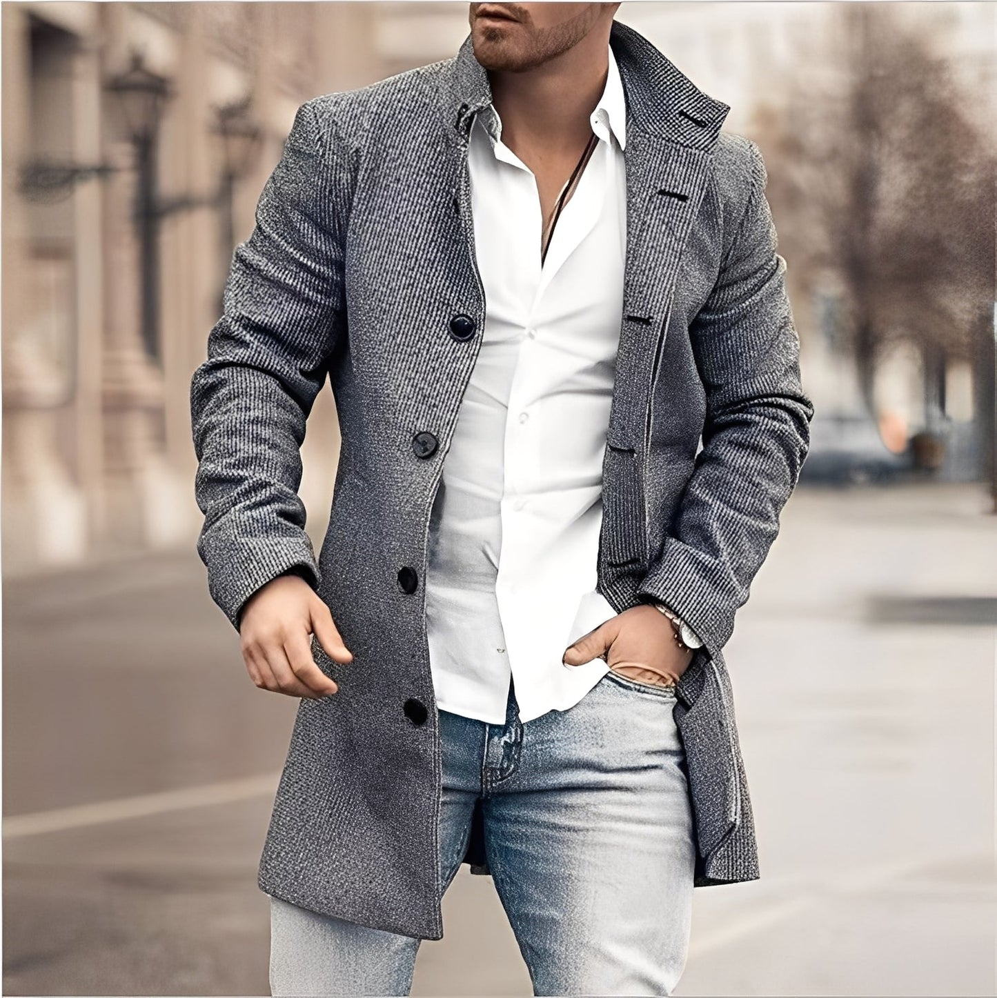 Darden - Long manteau en tweed pour homme