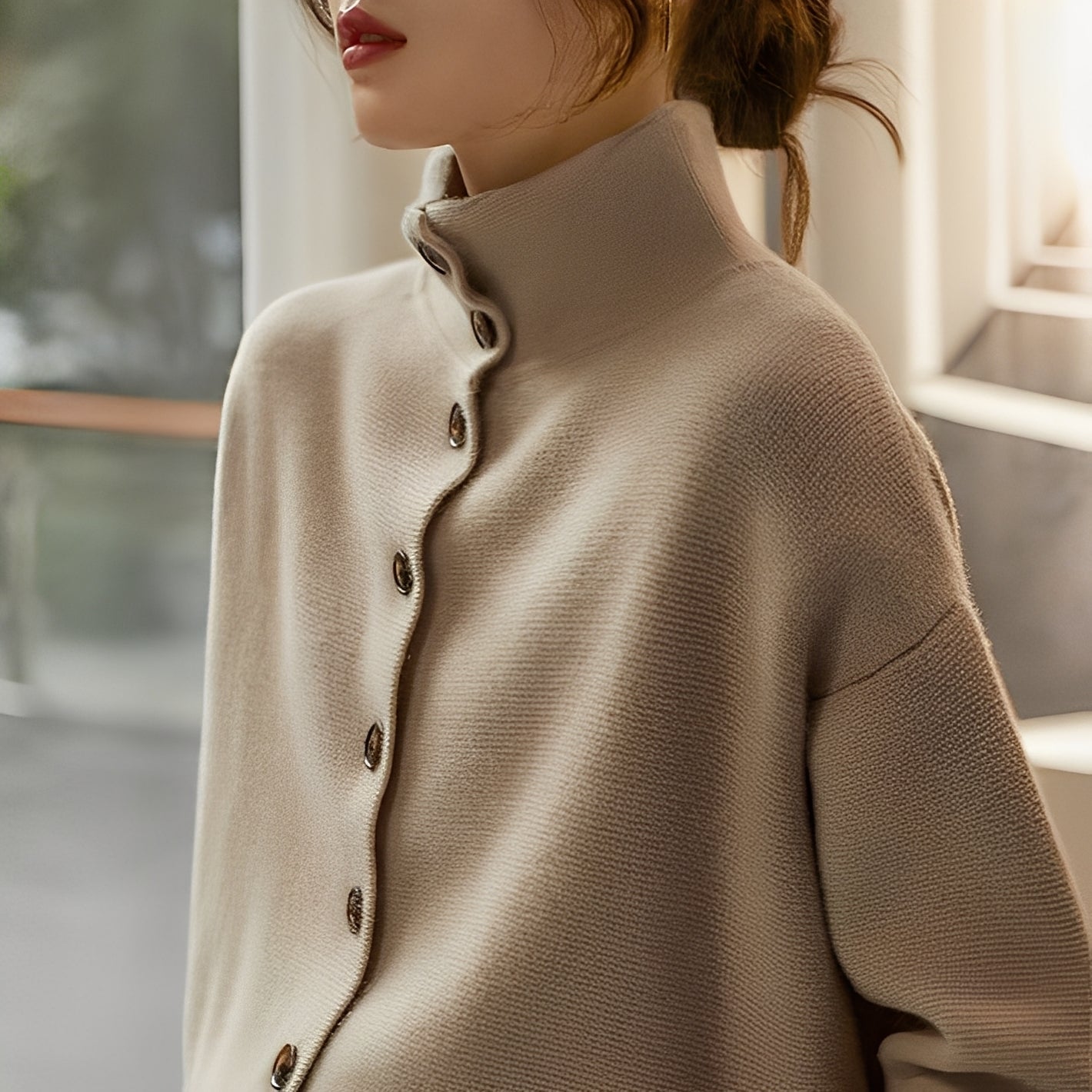 Evelynn - Pull chic en maille avec col haut pour femmes