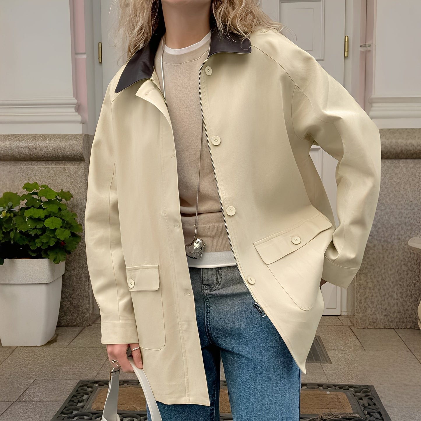 Eireen - Beau manteau ample avec col polo pour dames