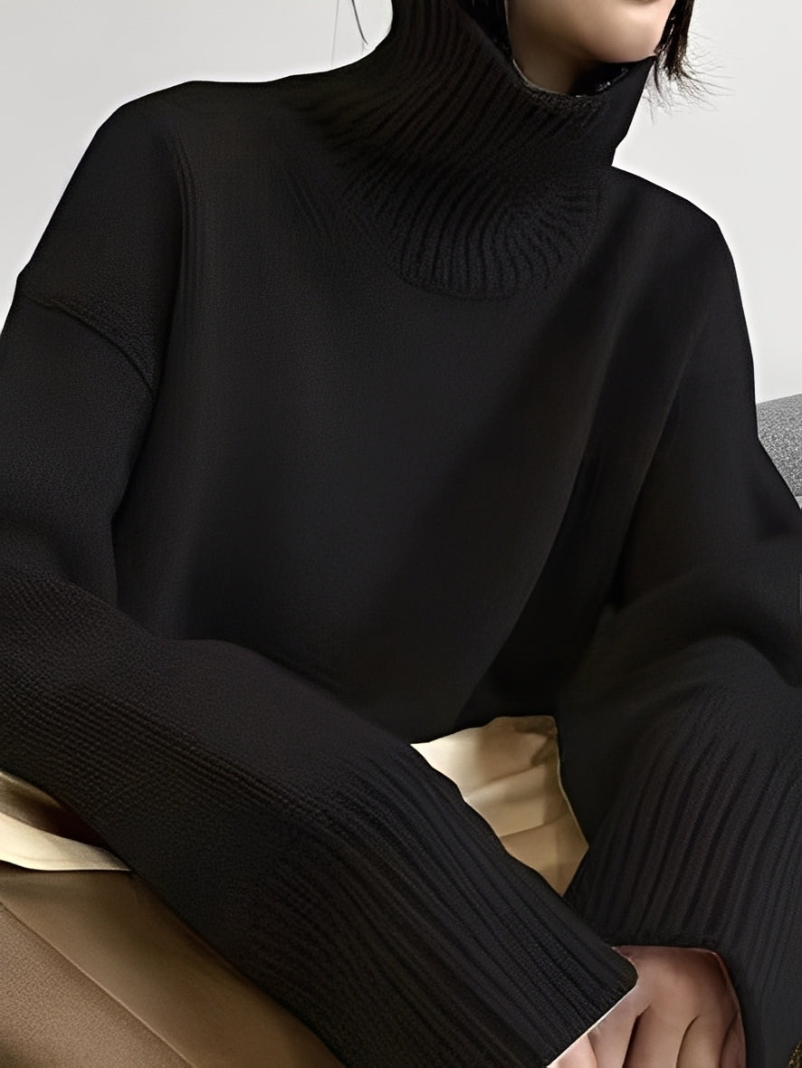 Yvette - Pull-over en cachemire à col montant pour femme