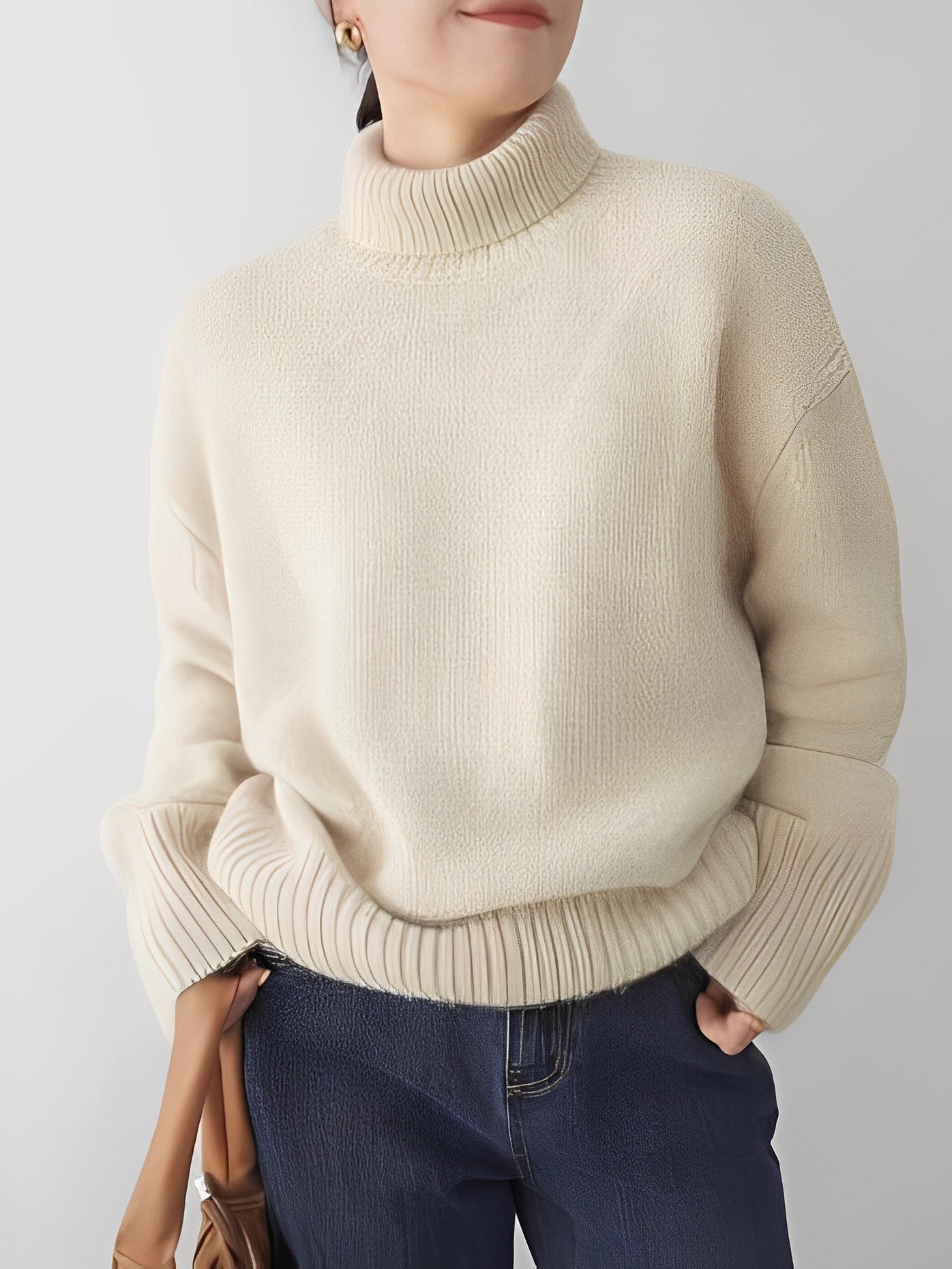 Yvette - Pull-over en cachemire à col montant pour femme