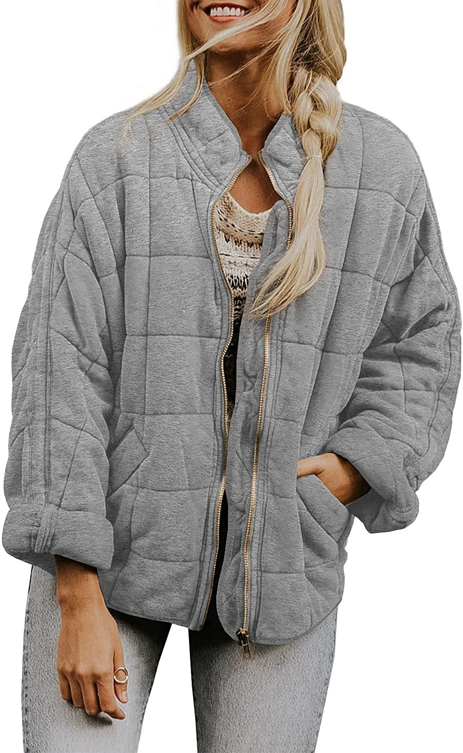 Wenona - Manteau chaud à carreaux avec poches pour femmes