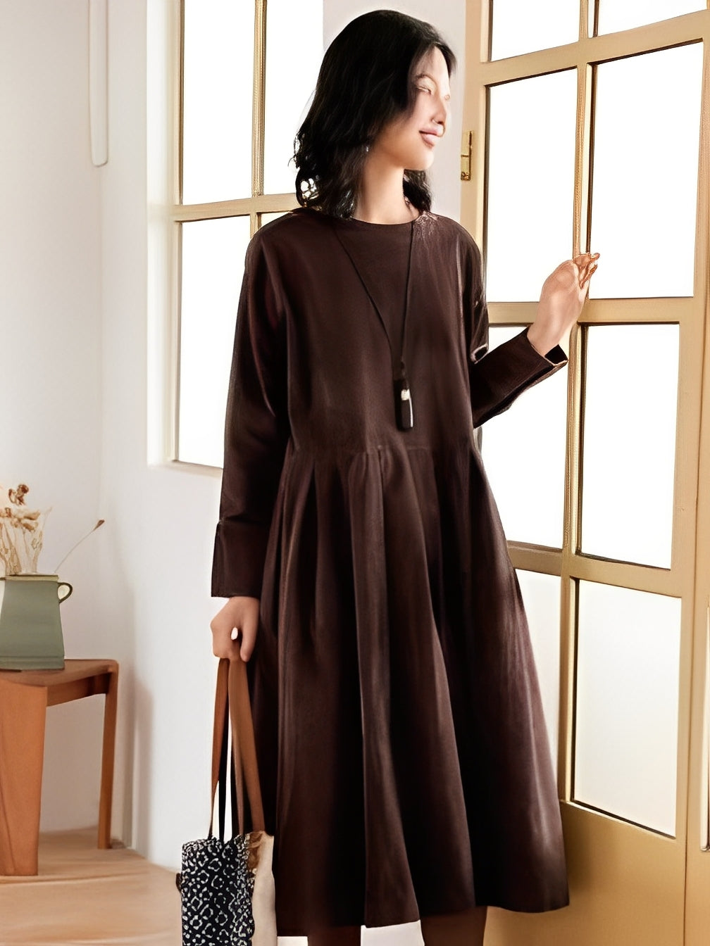Shyanne - Robe ample en velours côtelé avec poches pour femmes