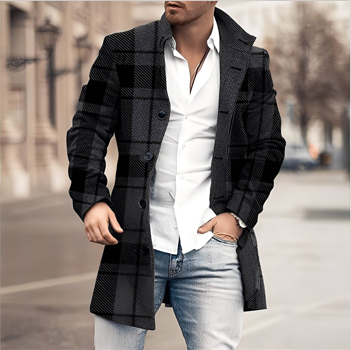 Darden - Long manteau en tweed pour homme