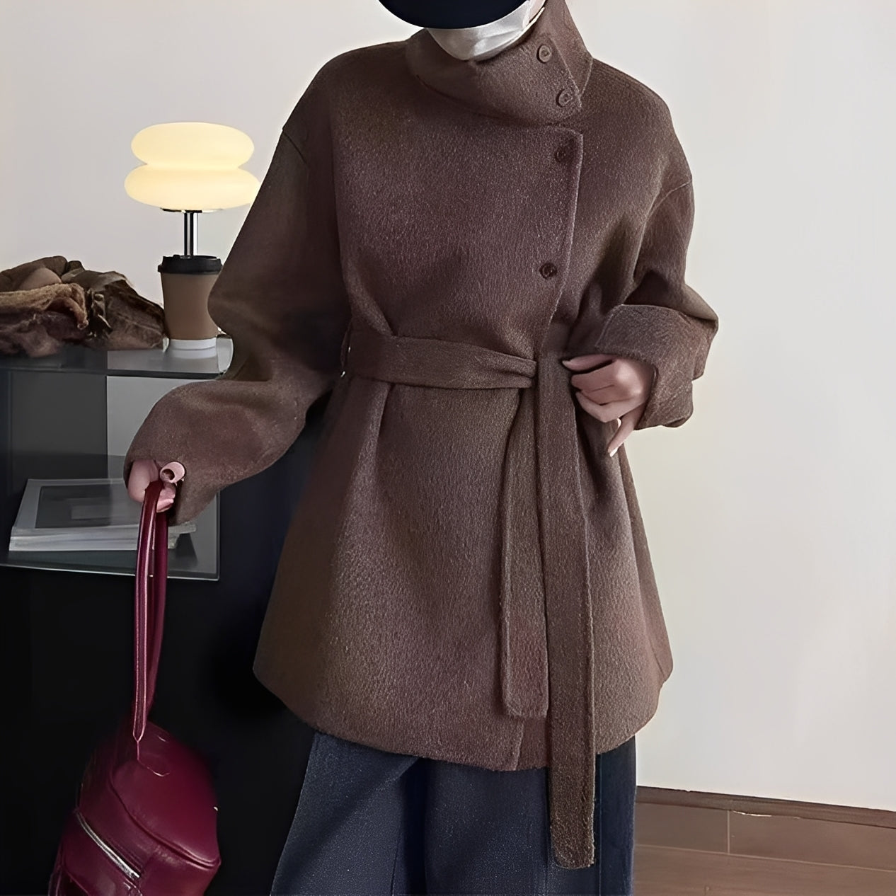 Claudia - Manteau laine à double rangée boutons pour femmes
