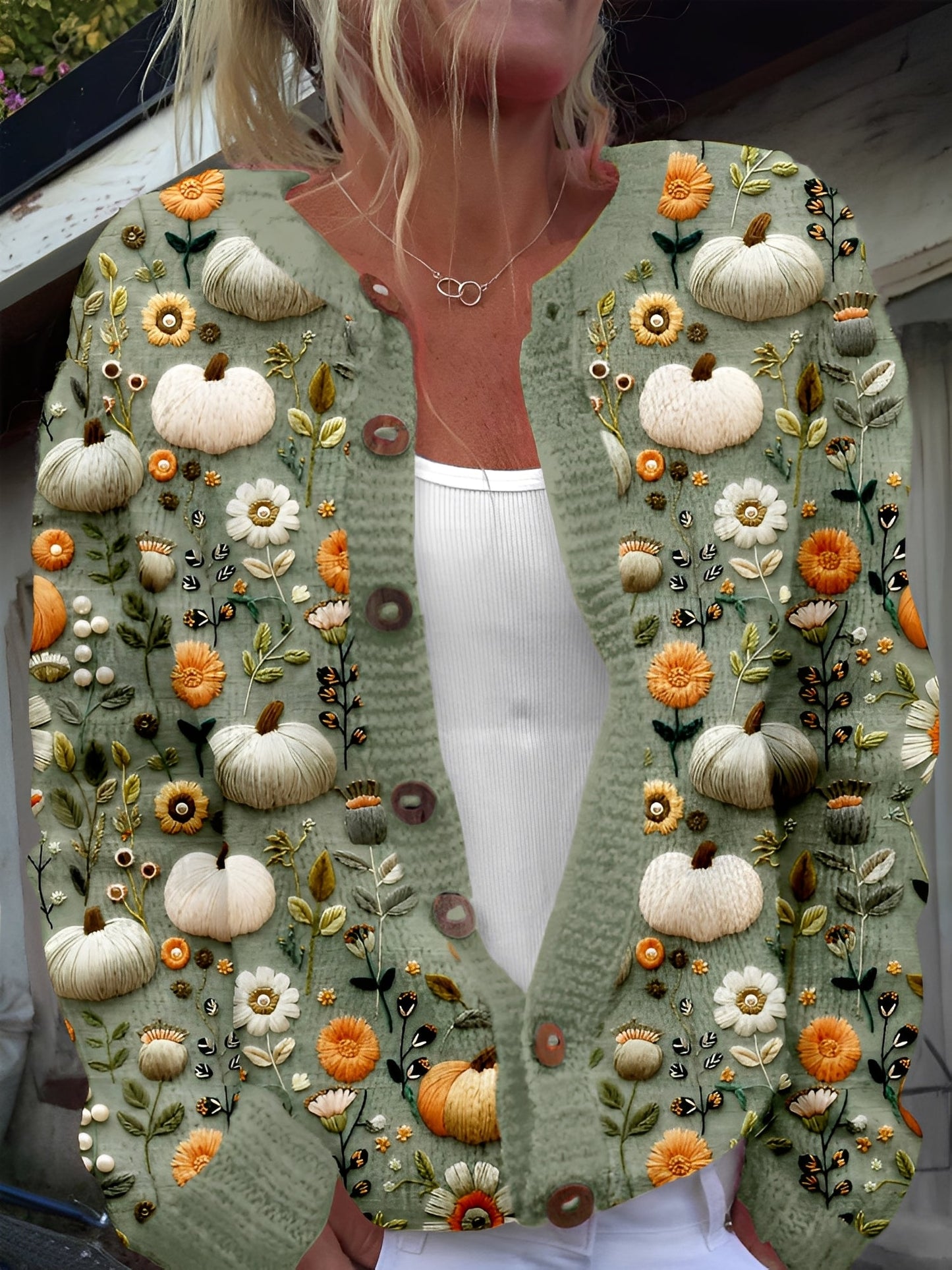 Kandace - Cardigan mode avec motif floral pour femmes