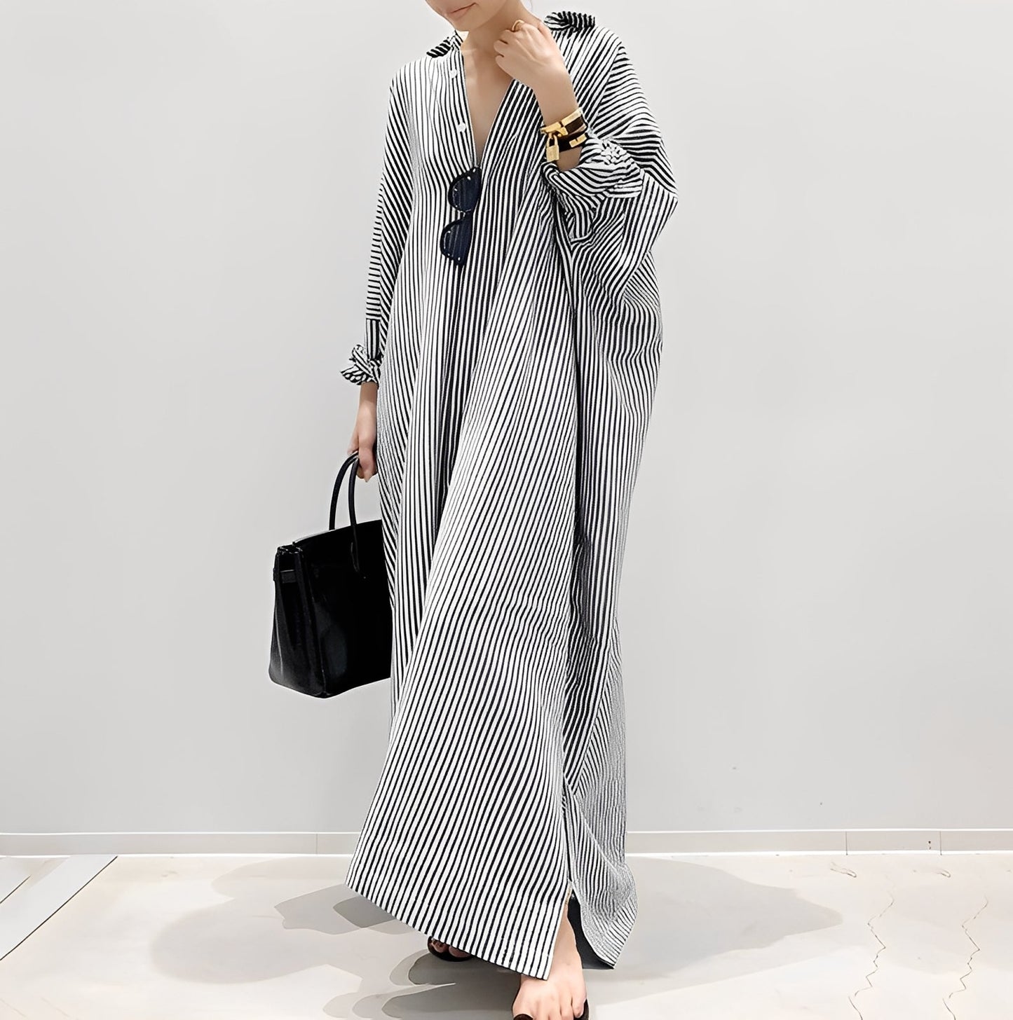 Davida - Robe chemise à rayures décontractée pour femmes