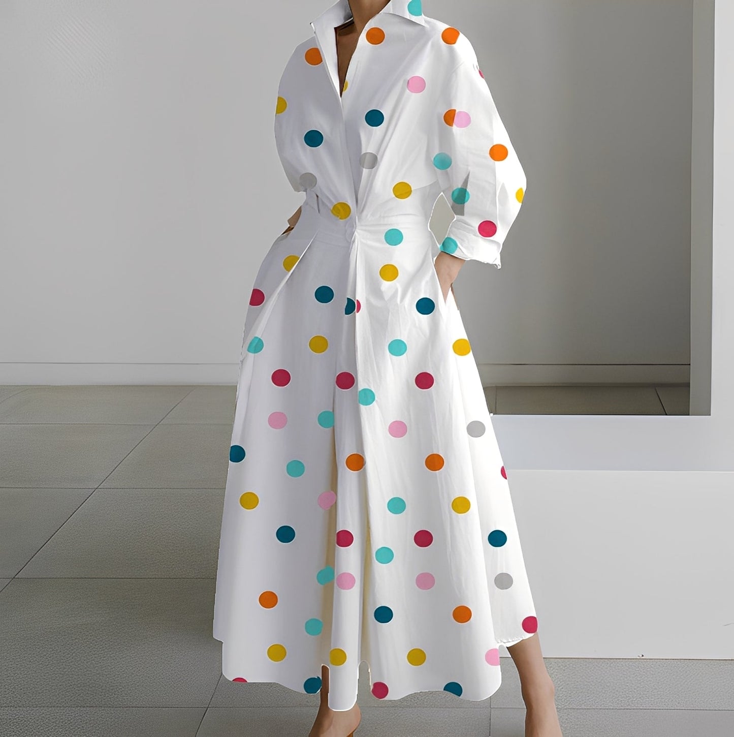 Lavina - Robe ample à manches longues avec poches pour femmes