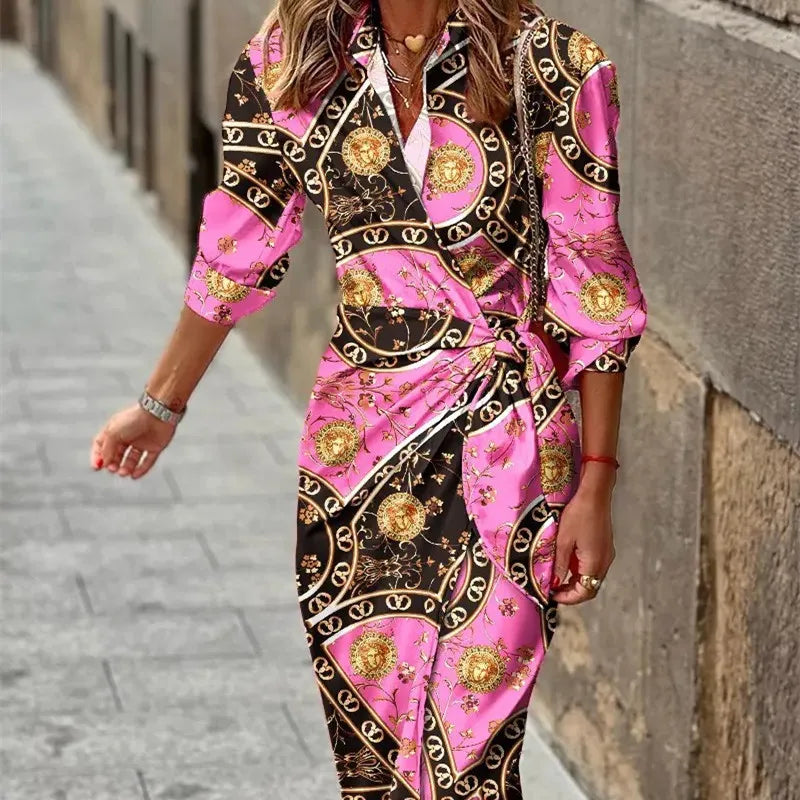 Mira – Robe portefeuille féminine avec manches 3/4