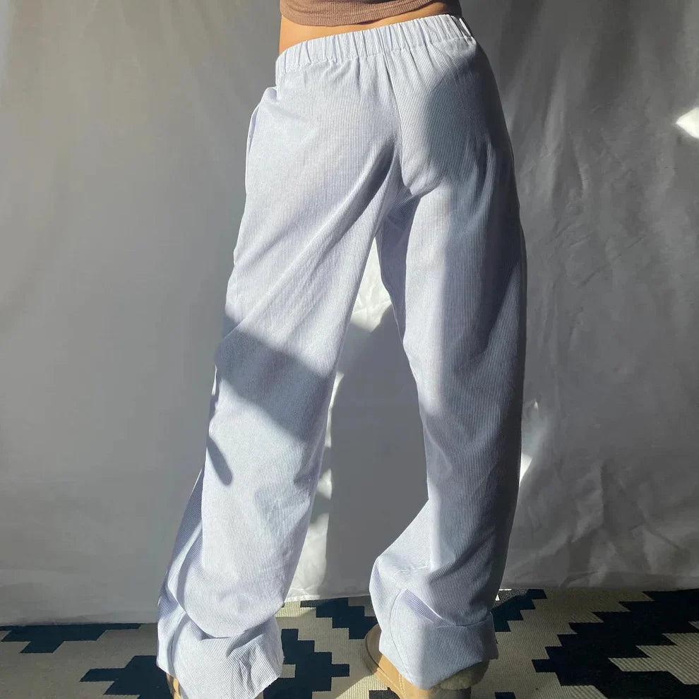 Elis – Pantalons Femme à Jambe Large et Taille Haute