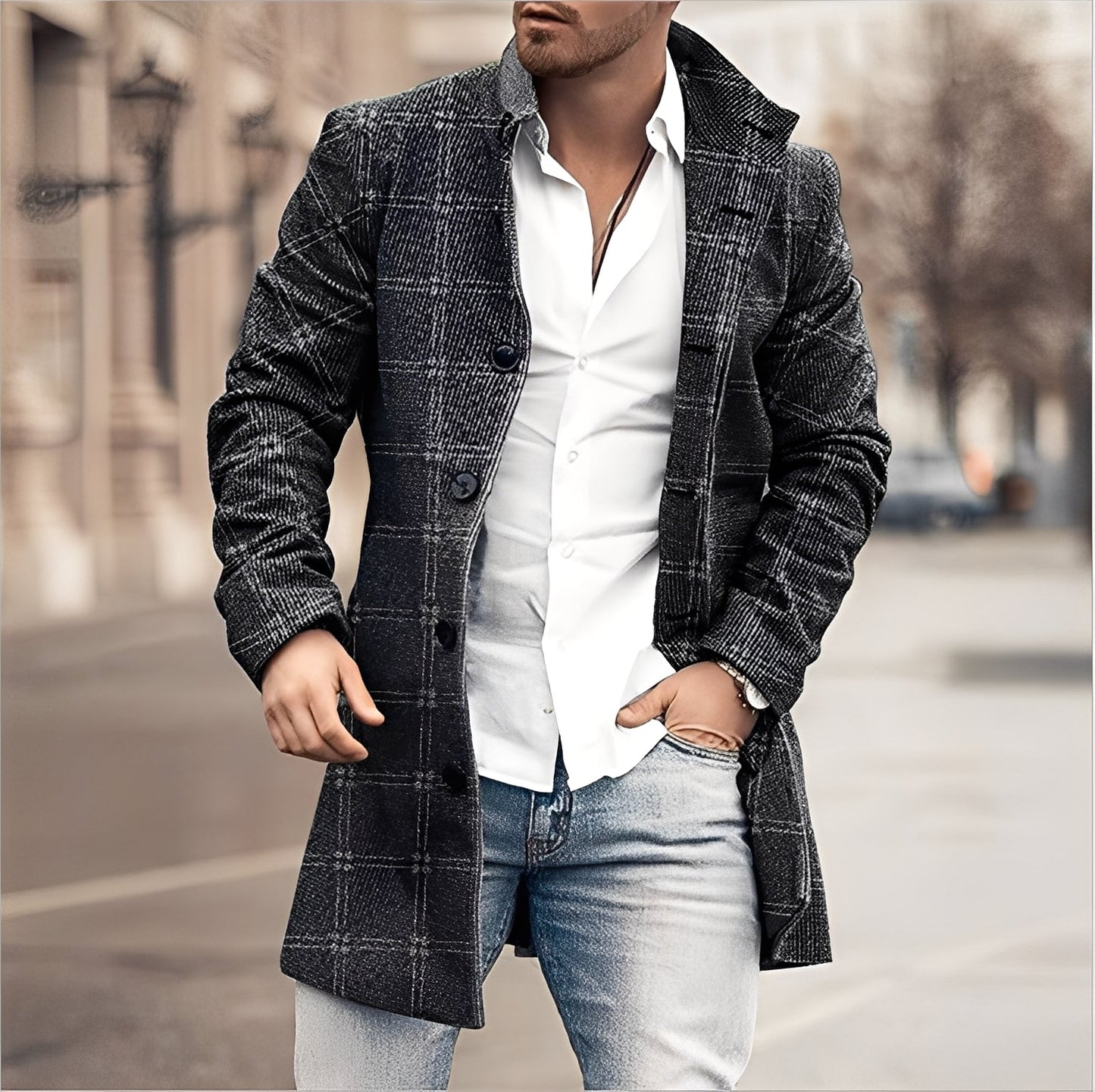 Darden - Long manteau en tweed pour homme