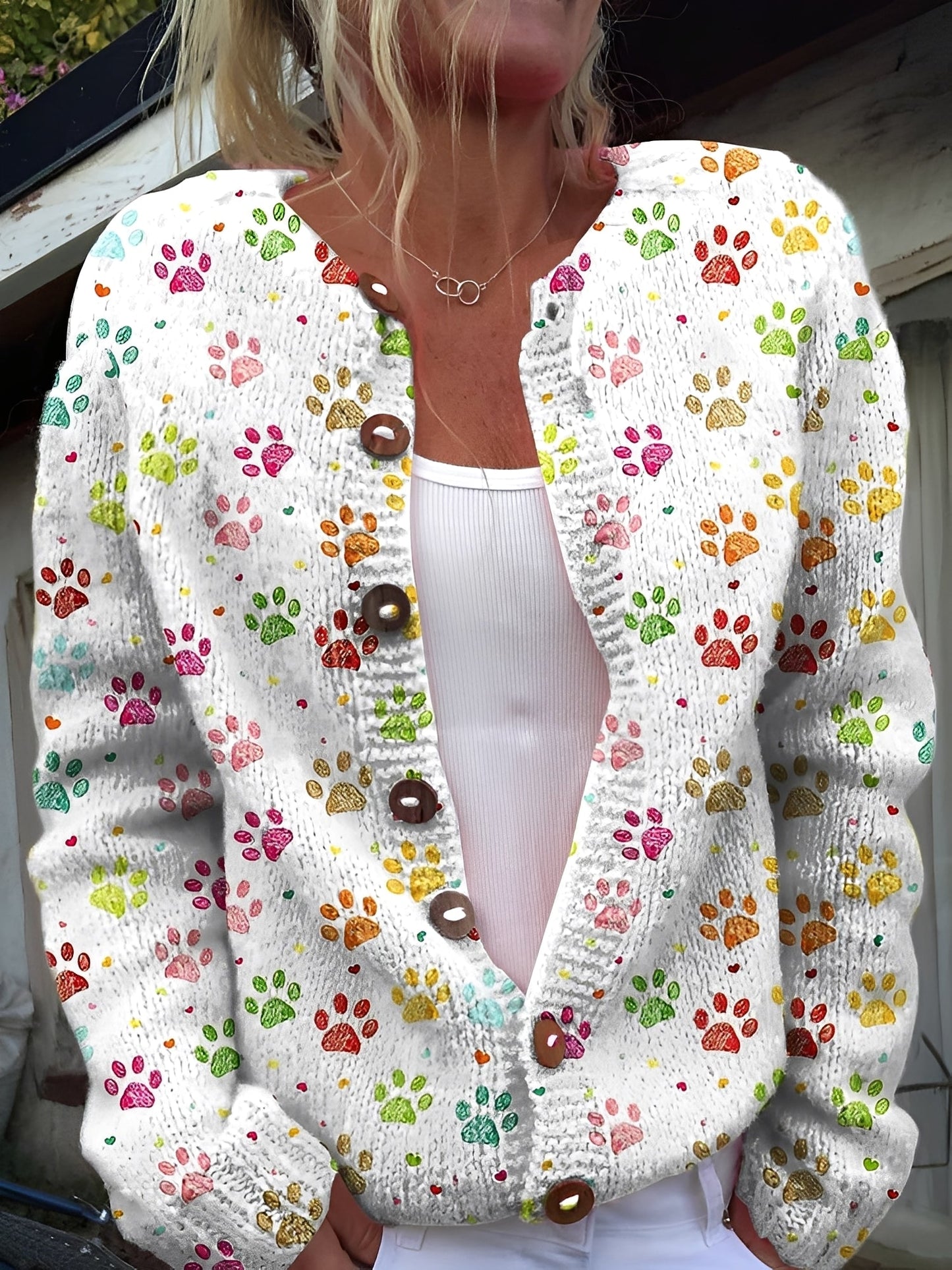 Kandace - Cardigan mode avec motif floral pour femmes