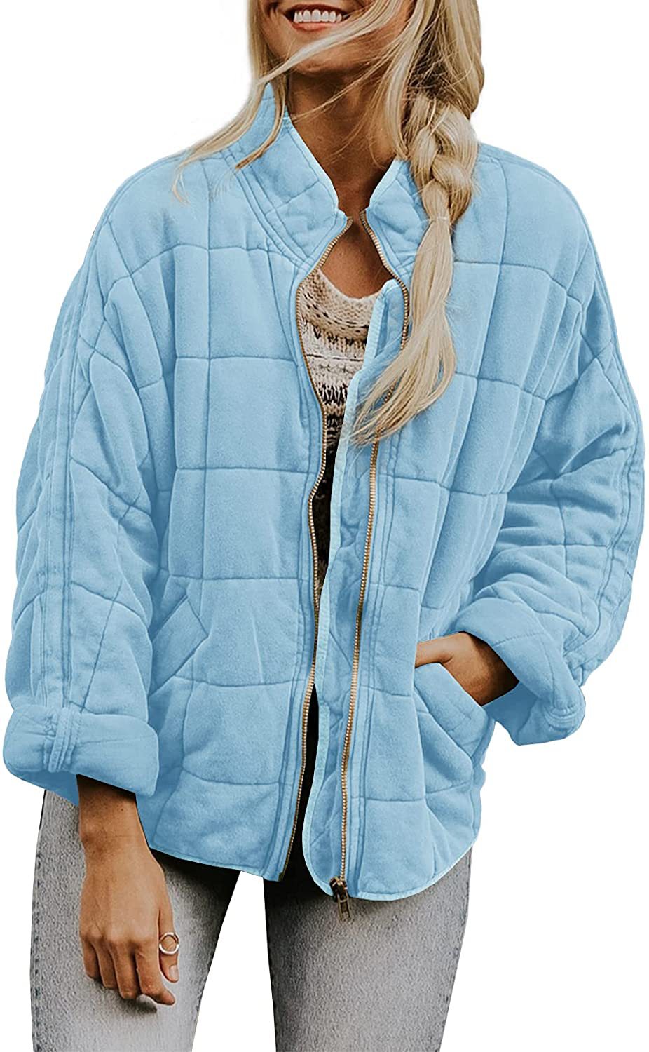 Wenona - Manteau chaud à carreaux avec poches pour femmes