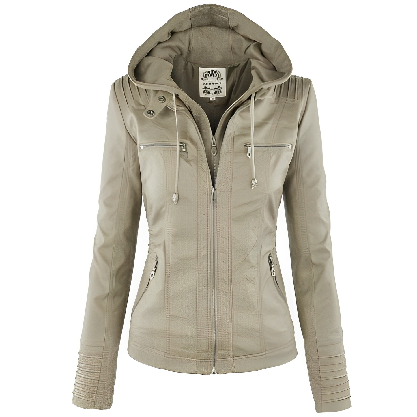 Janene - Veste en cuir imperméable avec capuche pour femmes